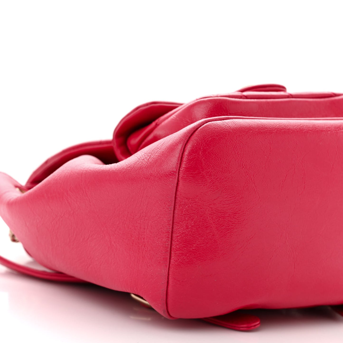 Glazed Aged Calfskin Quilted Small Duma Drawstring Backpack Red