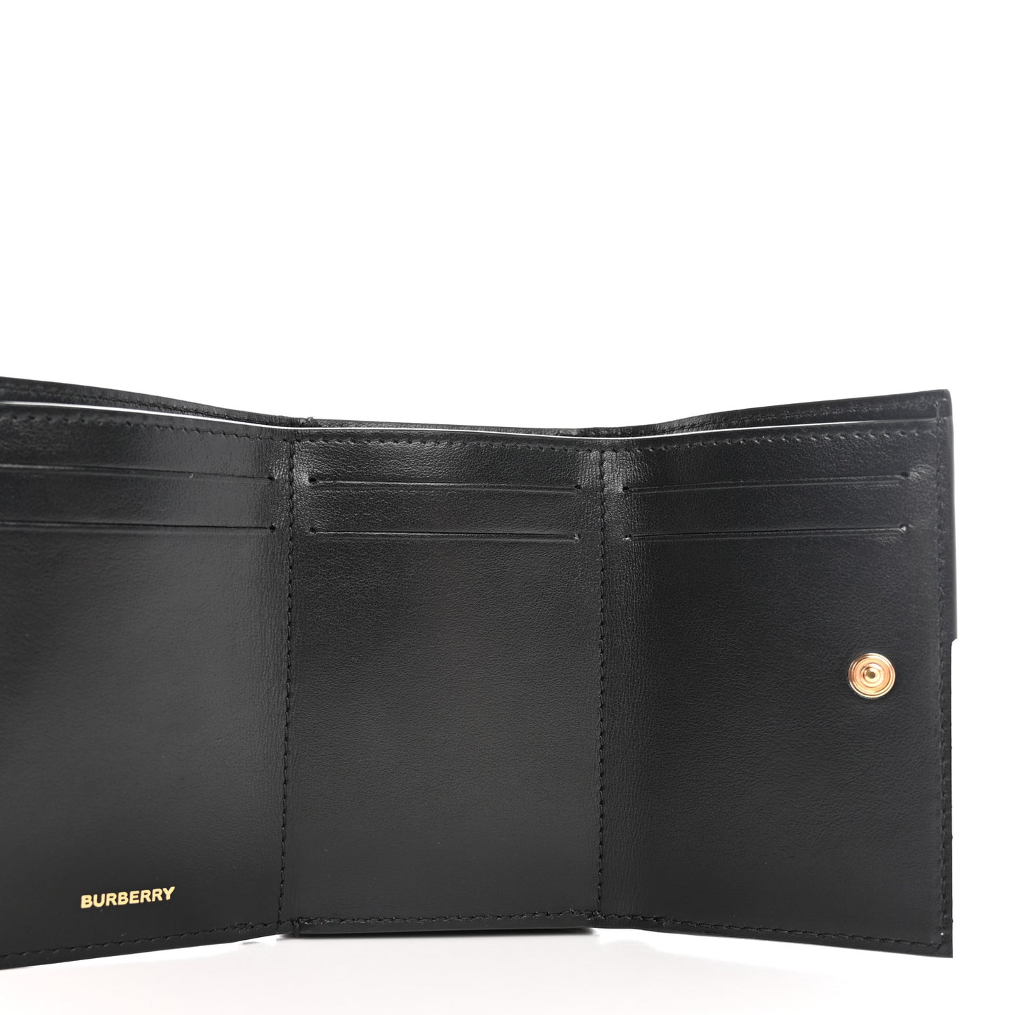 Grained Calfskin TB Compact Tri-Fold Wallet Black
