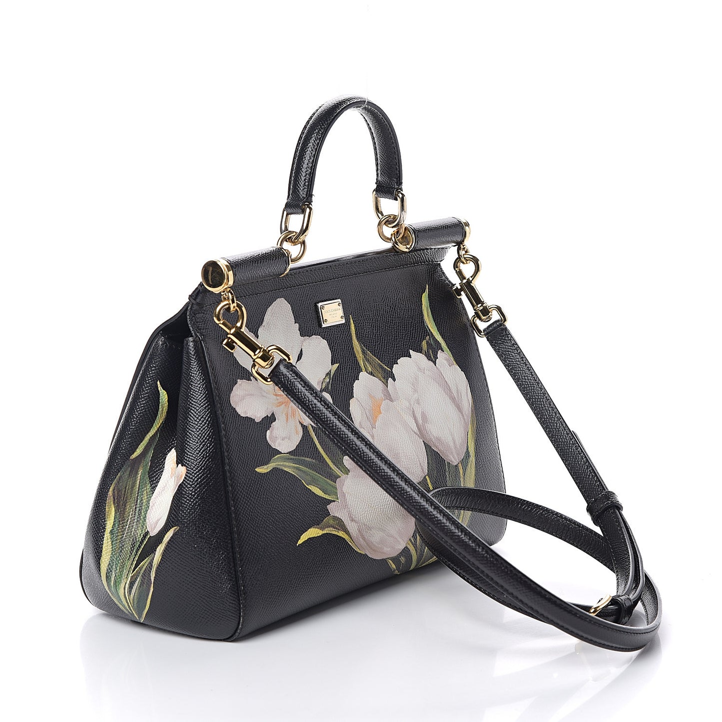 Dauphine Tulip Print Medium Miss Sicily Satchel Black