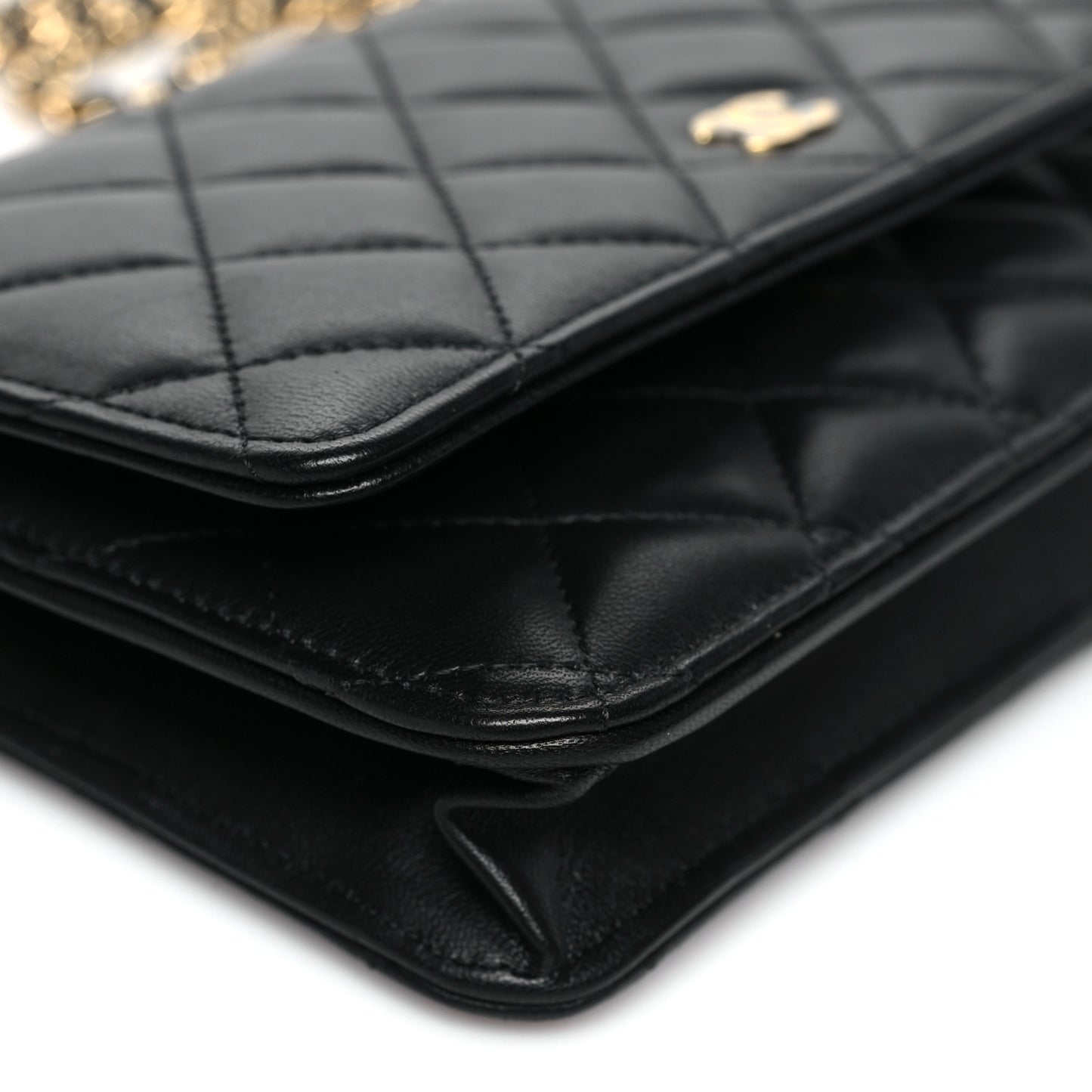 Lambskin Quilted Wallet On Chain WOC Black