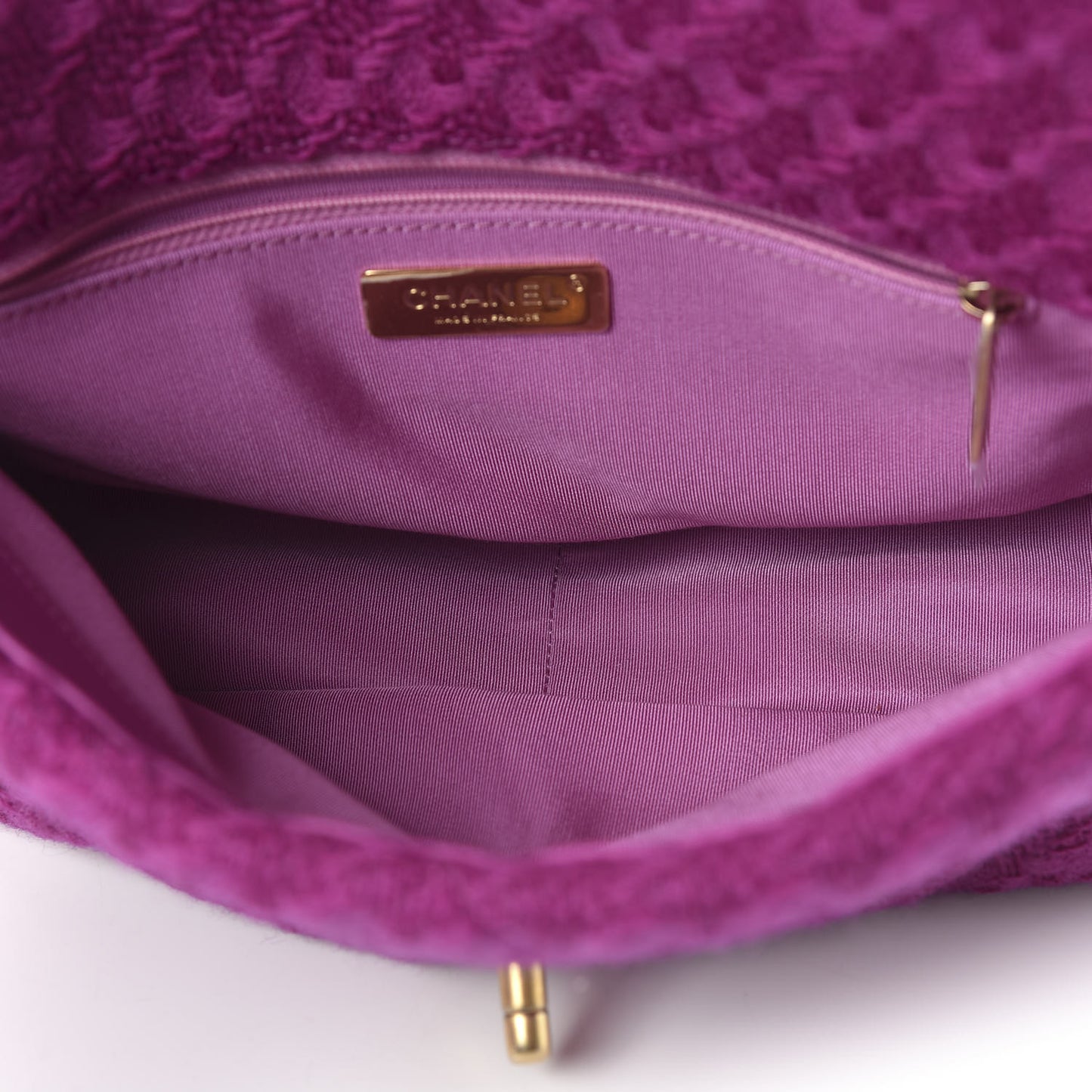 Tweed Quilted Large 19 Flap Purple