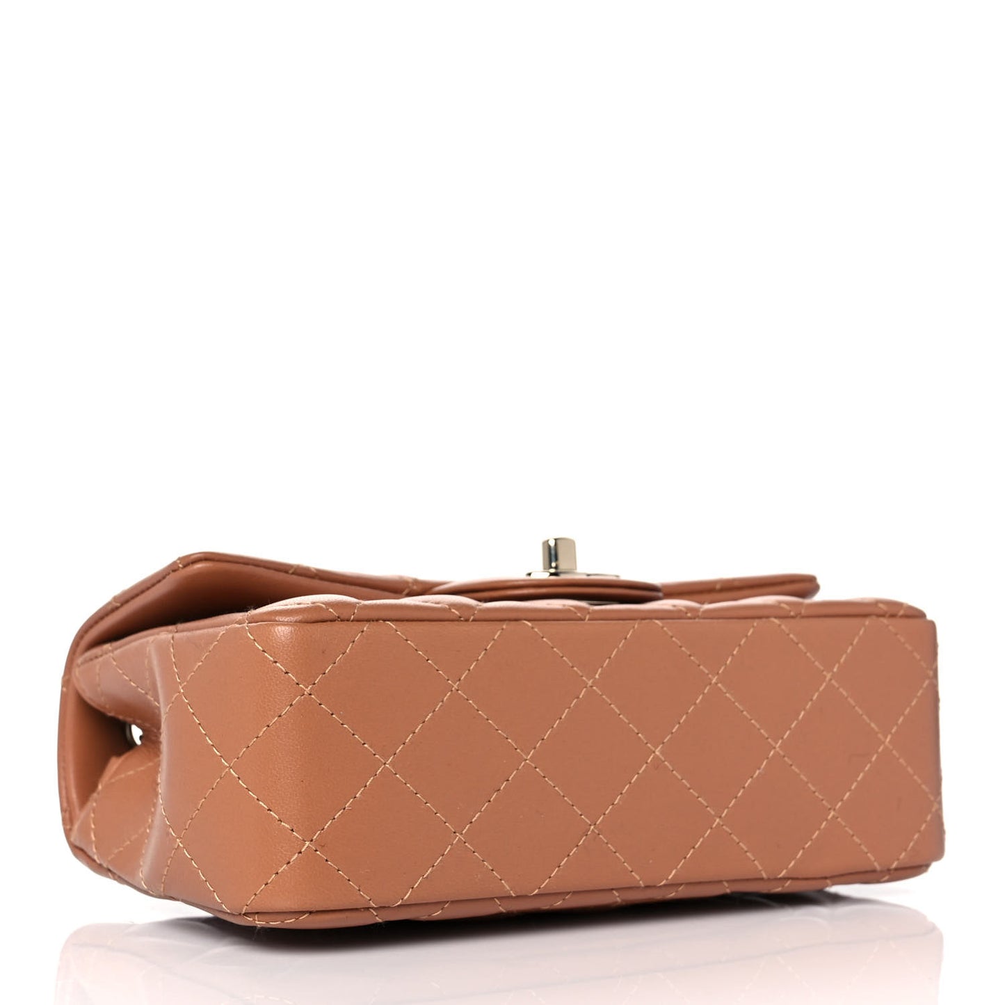 Lambskin Quilted Mini Rectangular Flap Brown