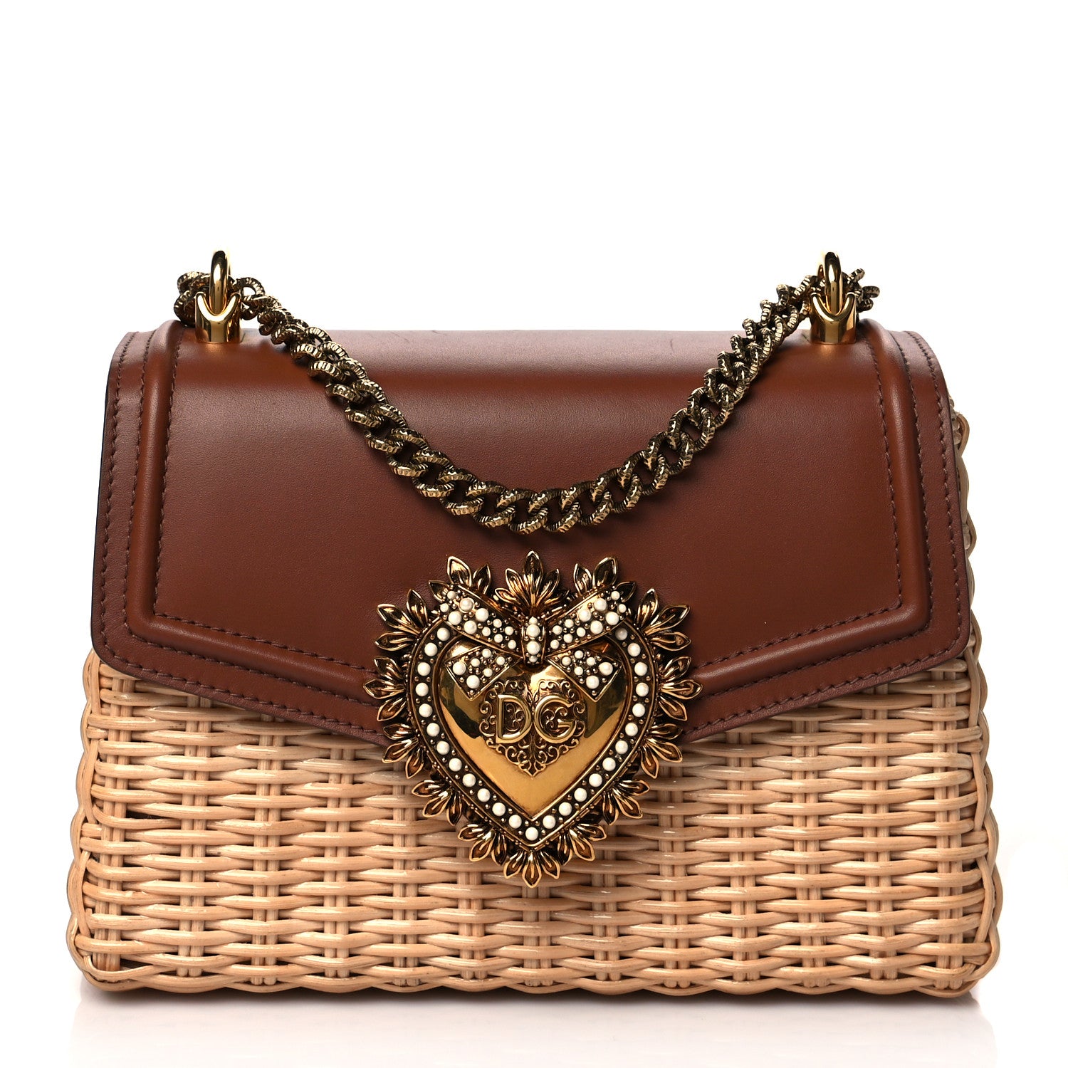 Dolce & Gabbana Wicker Calfskin Medium Devotion Crossbody Bag