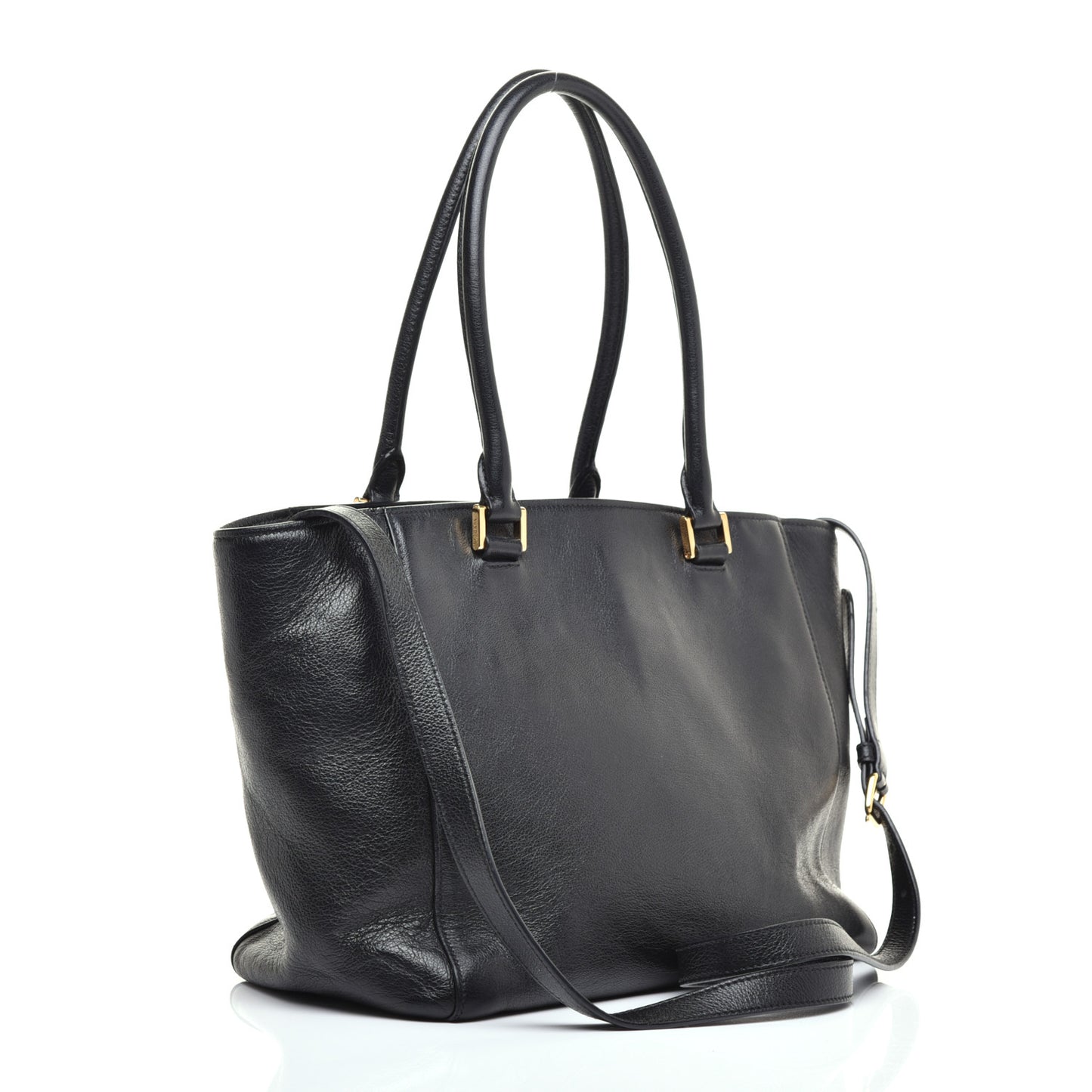 Glace Calfskin Shopping Tote Black