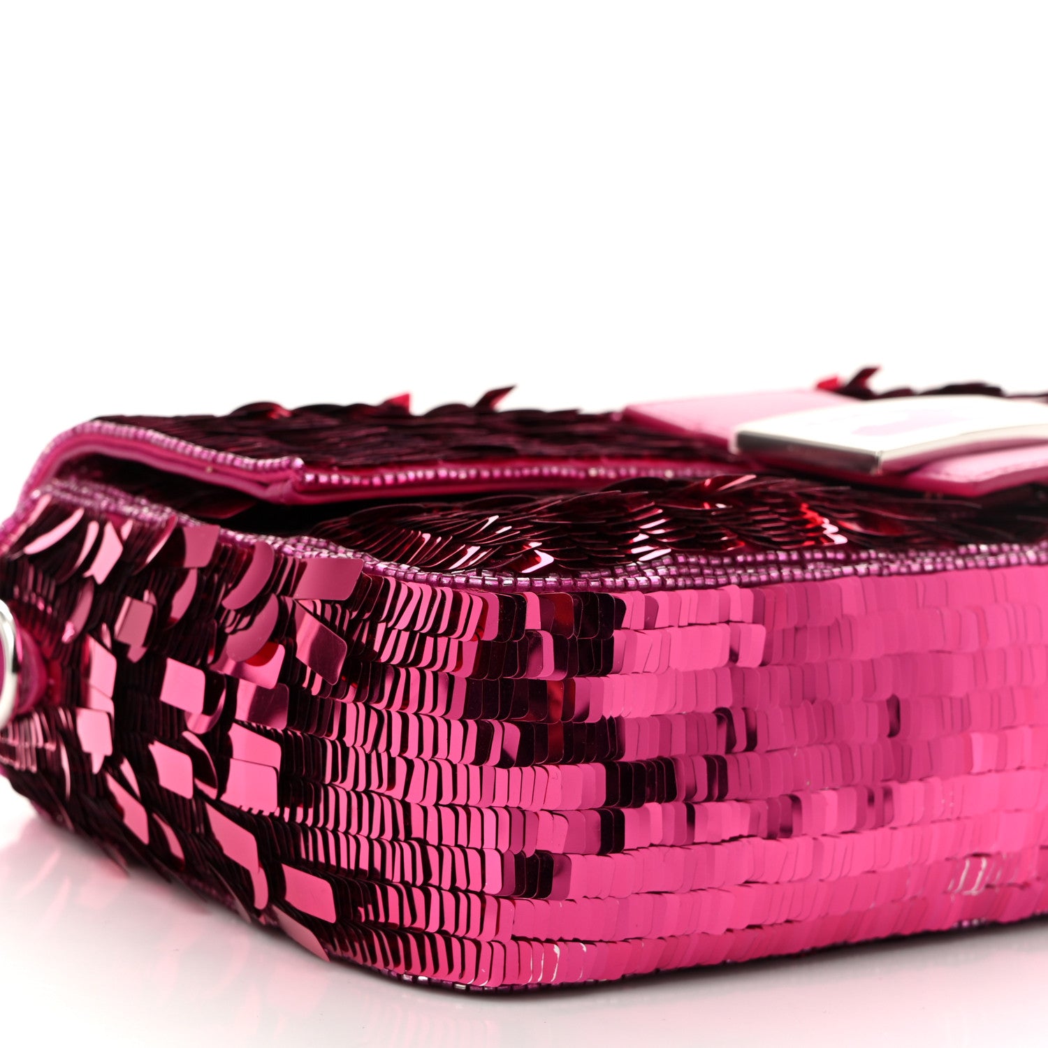 Fendi Sequin Paillettes Shiny Nappa Sex and the City Baguette Fuchsia Magenta 9 of 10
