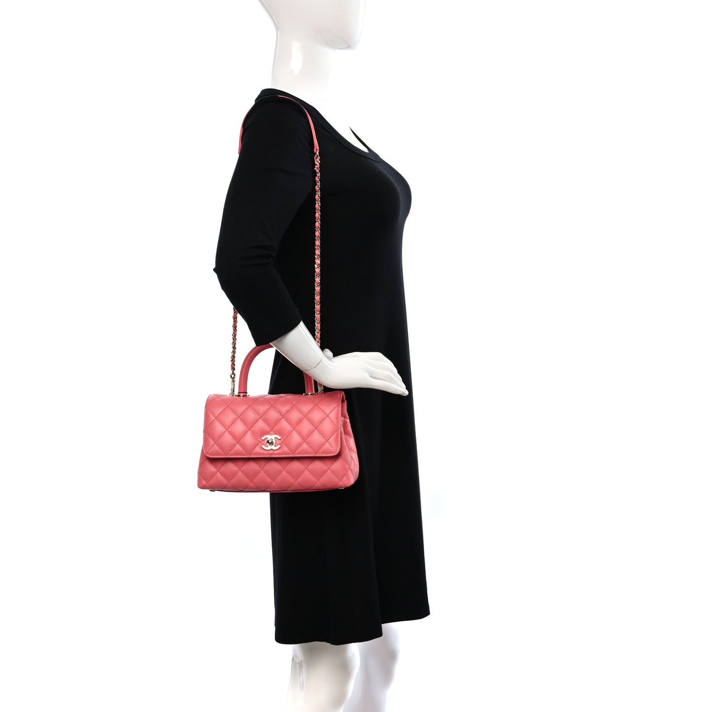 Caviar Quilted Mini Coco Handle Flap Pink
