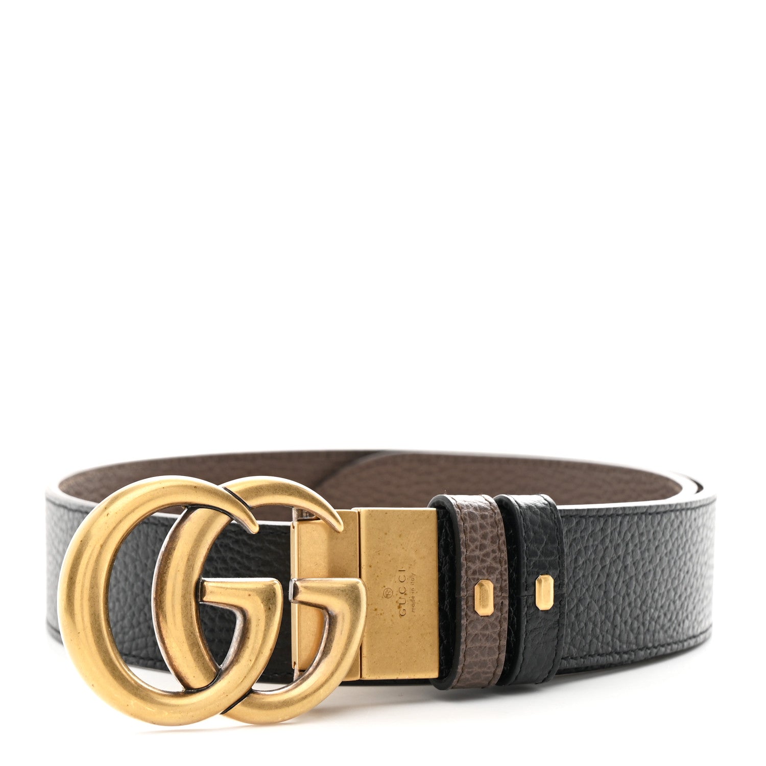 Gucci Calfskin Double G Reversible 37mm Belt 80 32 Black 