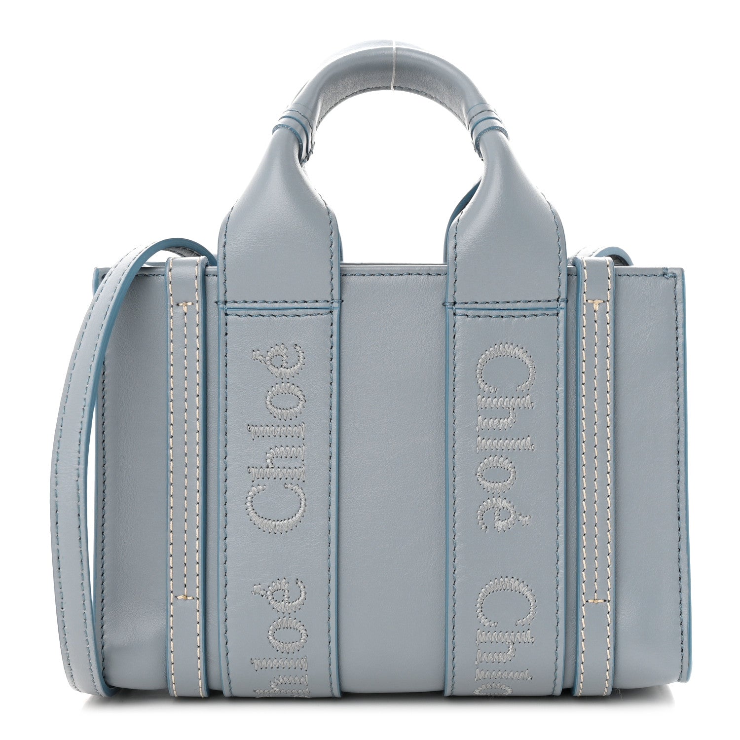 Chloe Calfskin Mini Woody Ribbon Tote Storm Blue 1 of 10