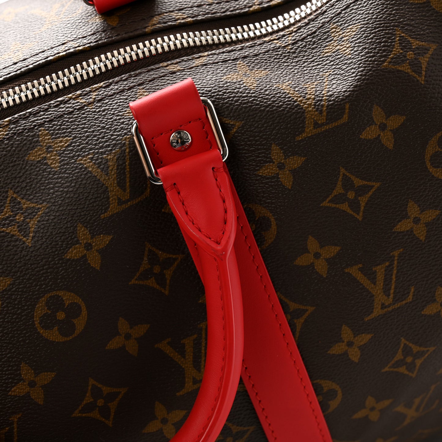 Calfskin Monogram Keepall Bandouliere 50 Coquelicot