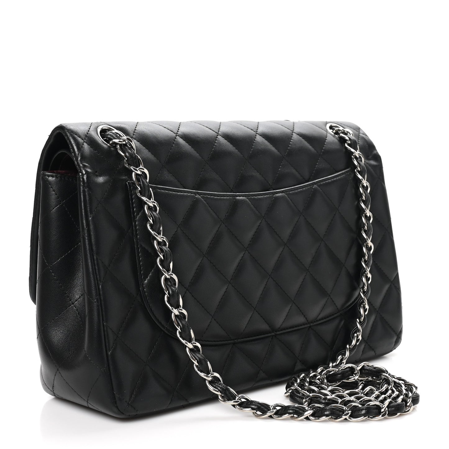 Lambskin Quilted Jumbo Double Flap Black