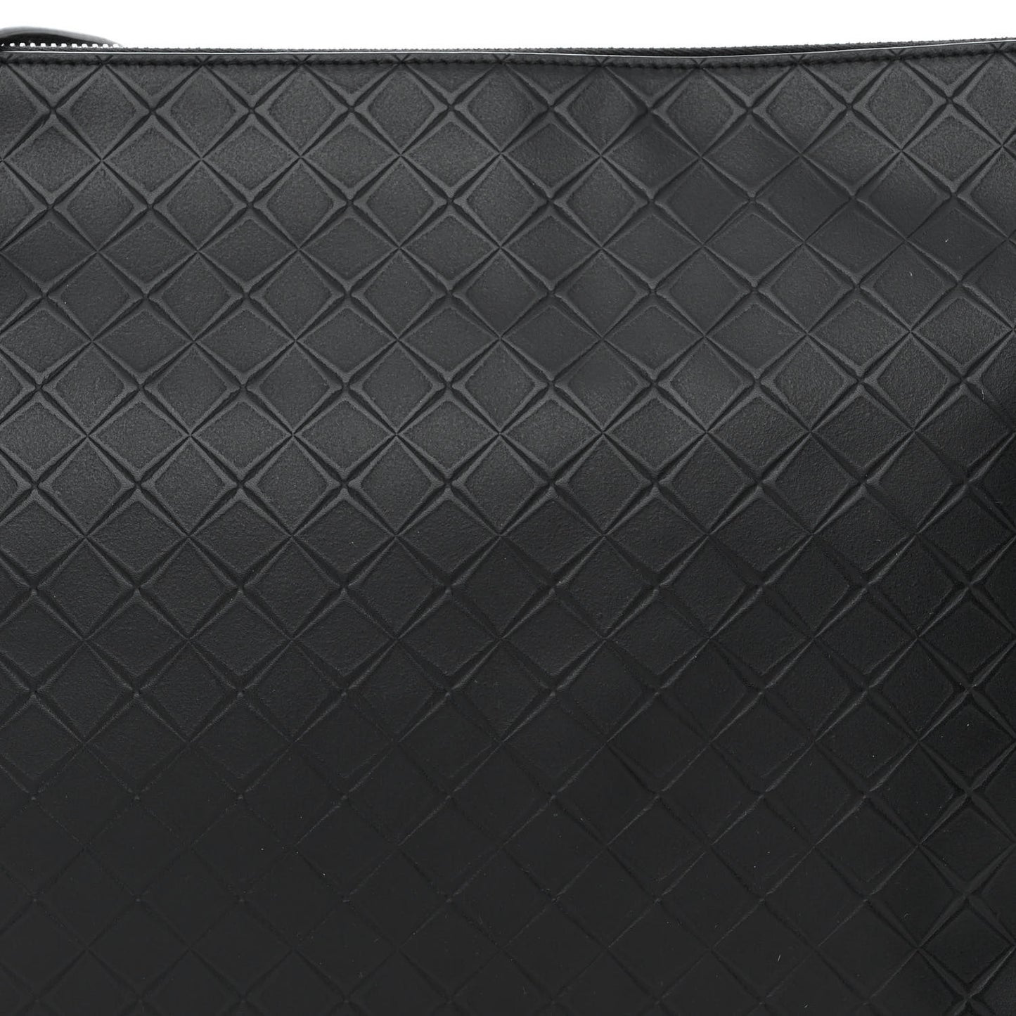Intrecciato Embossed Triple Zip Messenger Bag Black