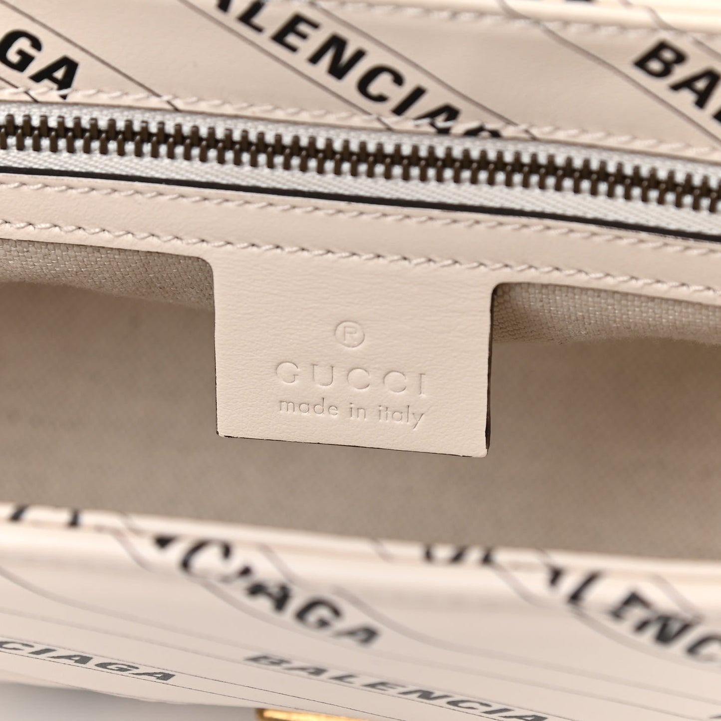 X BALENCIAGA Calfskin Matelasse Logo Print Small GG Marmont Shoulder Bag White