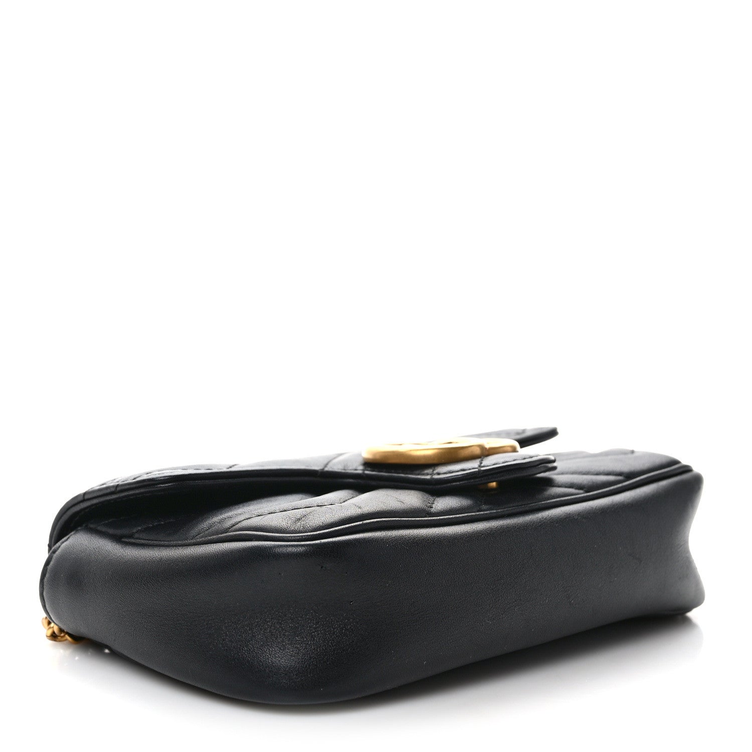 Gucci Calfskin Matelasse Super Mini GG Marmont Shoulder Bag Black 4 of 9