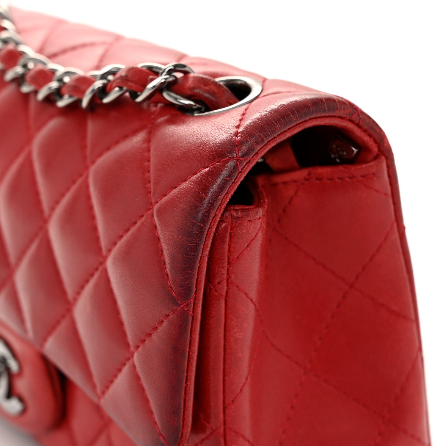 Chanel Lambskin Quilted Mini Rectangular Flap Red 12 of 13