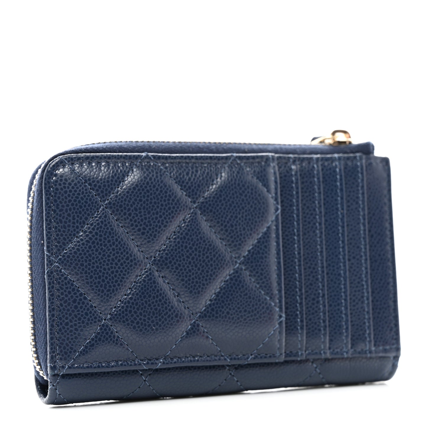Caviar Quilted CC Zip Around Card Holder Navy