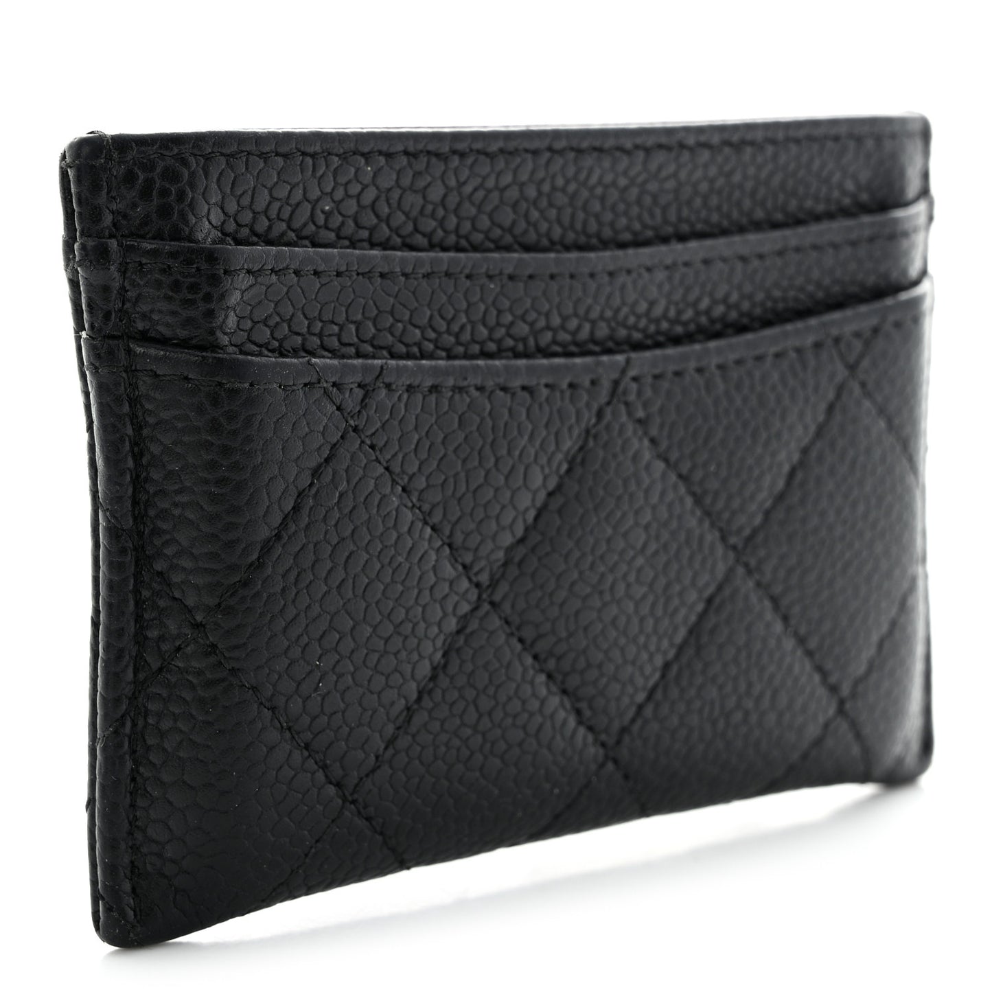Caviar Quilted Card Holder Black