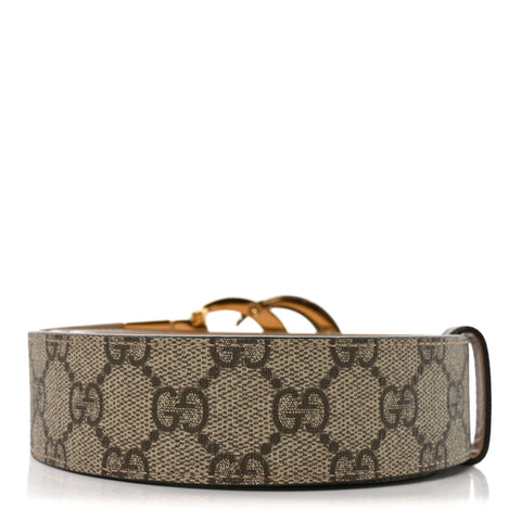 GG Supreme Monogram Plutone Calfskin Double G Reversible 37mm Belt 100 40 Beige Ebony Souffle Rose