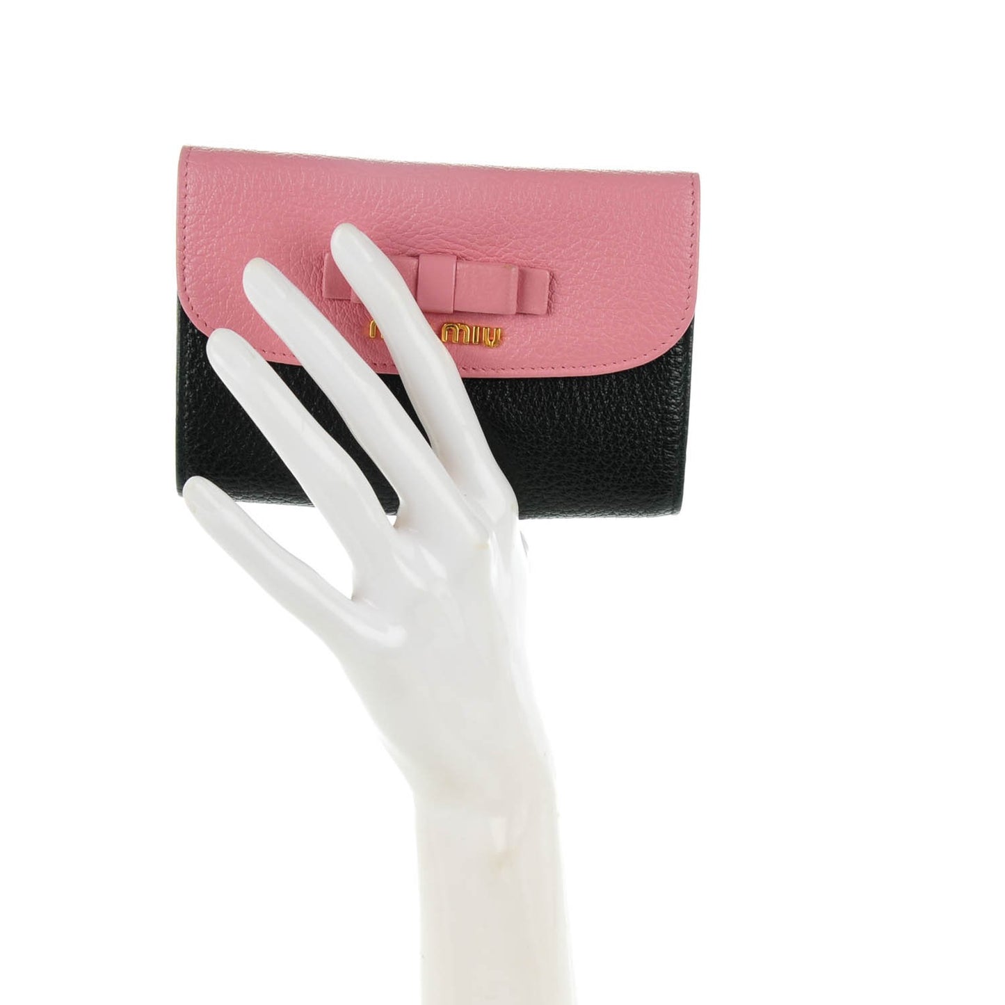 Goatskin Madras Bi-Color Bi-Fold Wallet Rosa Nero