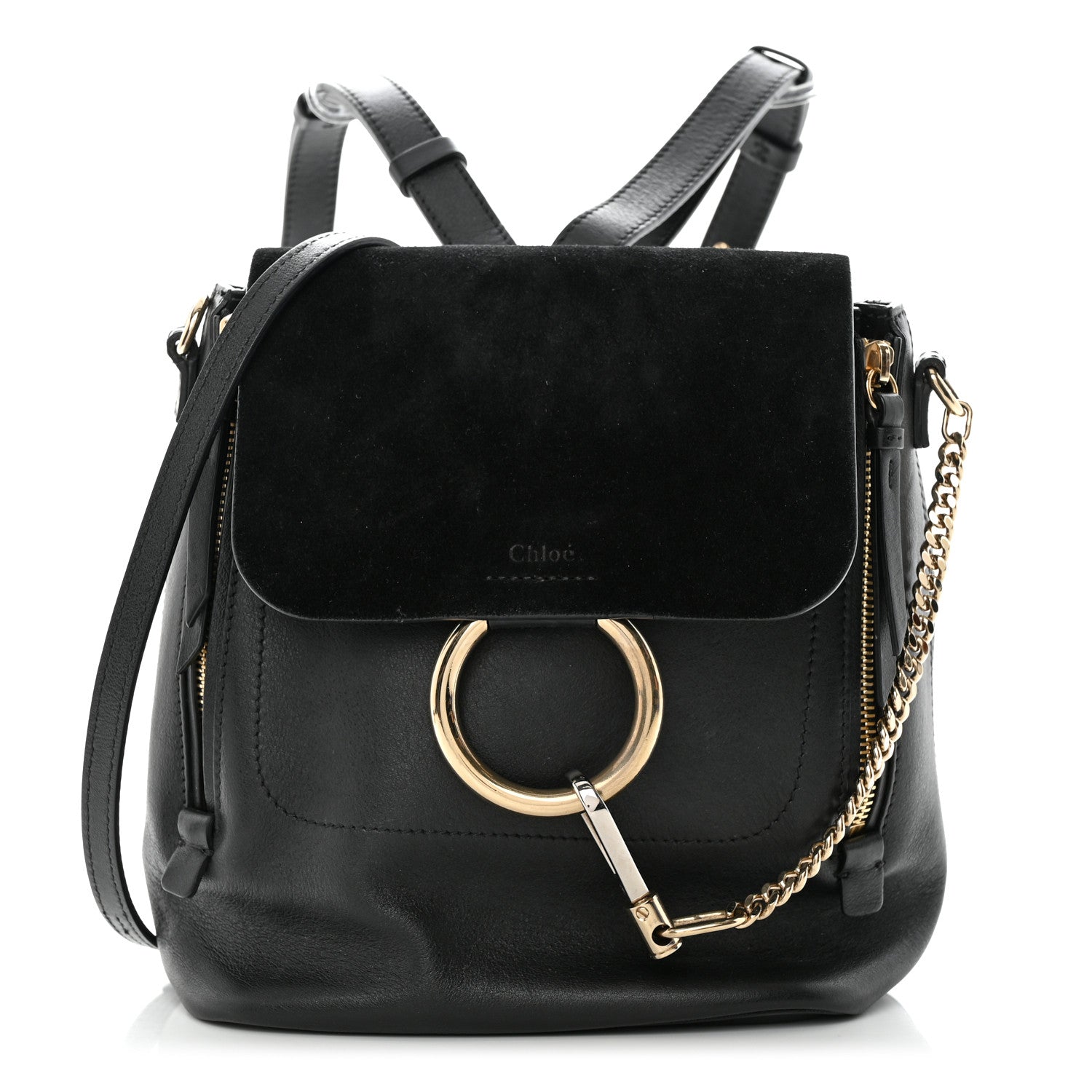 Chloe Suede Calfskin Small Faye Backpack Black 1 of 10