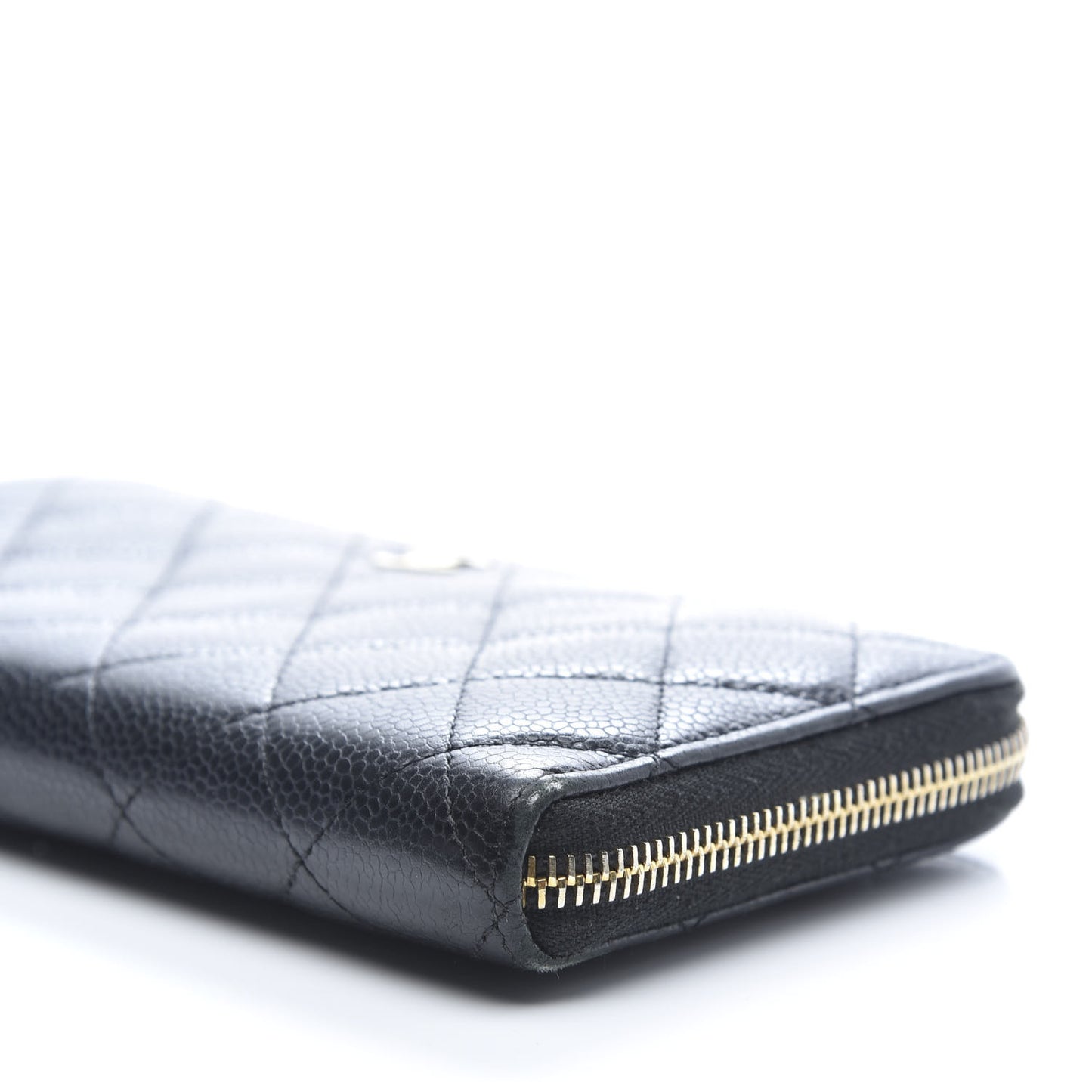 Caviar Quilted Large Gusset Zip Around Wallet Black