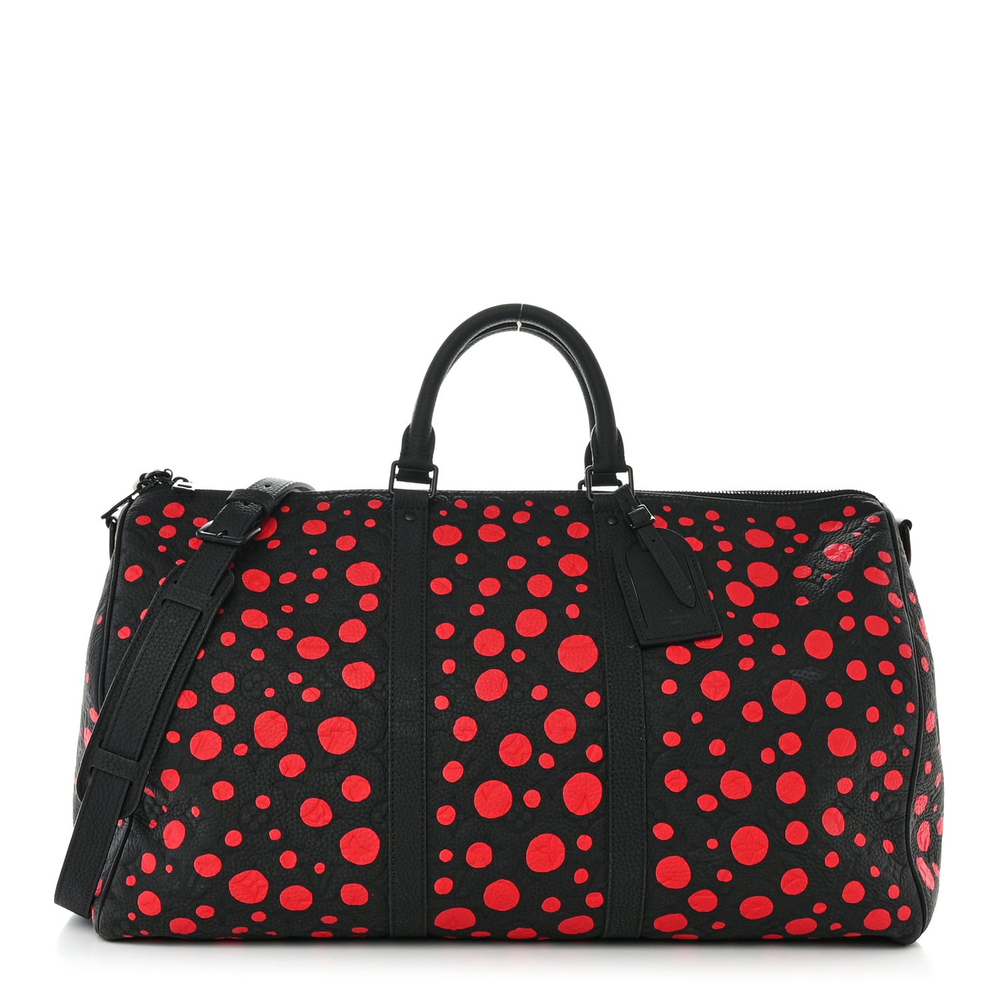 LV X YK Taurillon Monogram Keepall Bandouliere 50 Black Red