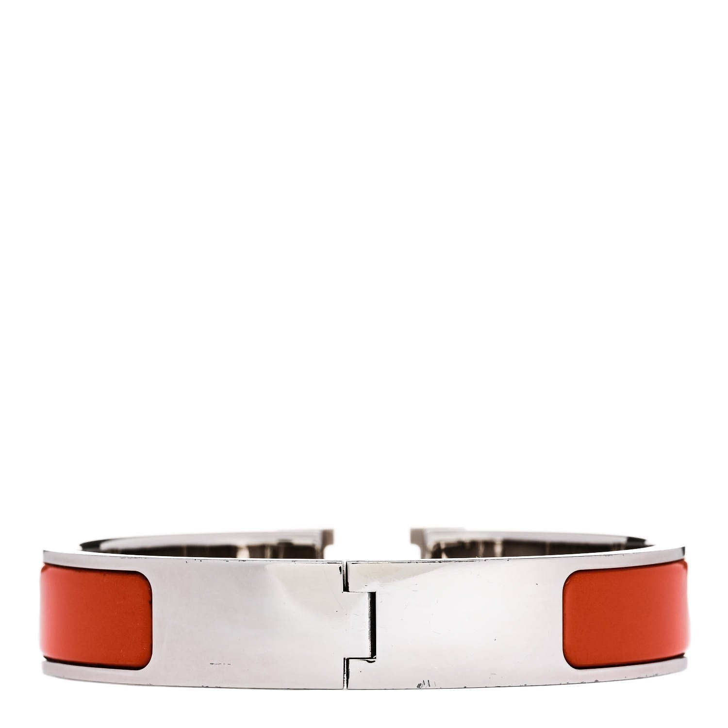 Hermes Enamel Narrow Clic Clac H Bracelet PM Orange White 3 of 5