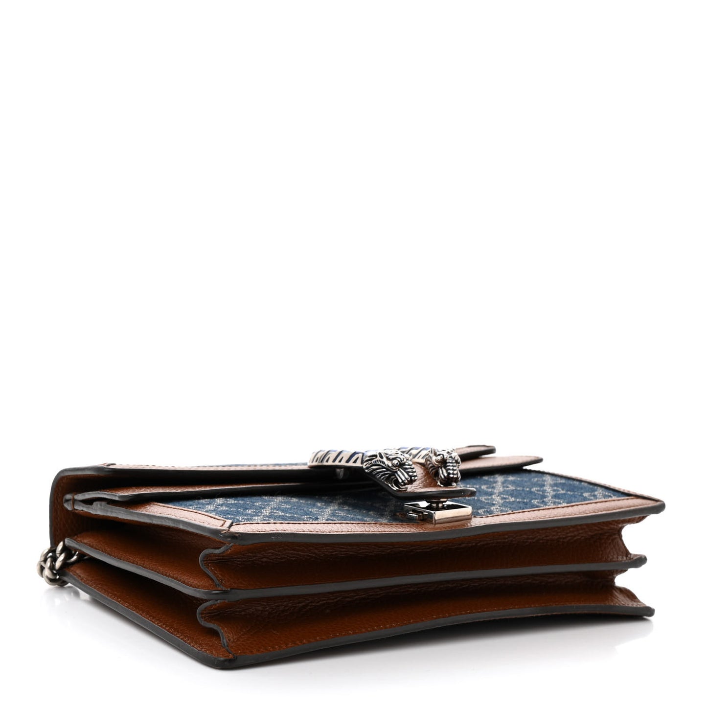 New Denim GG Monogram Dollar Calfskin Enamel Small Dionysus Shoulder Bag Blue Tea Cuir Epilog Electric Blue