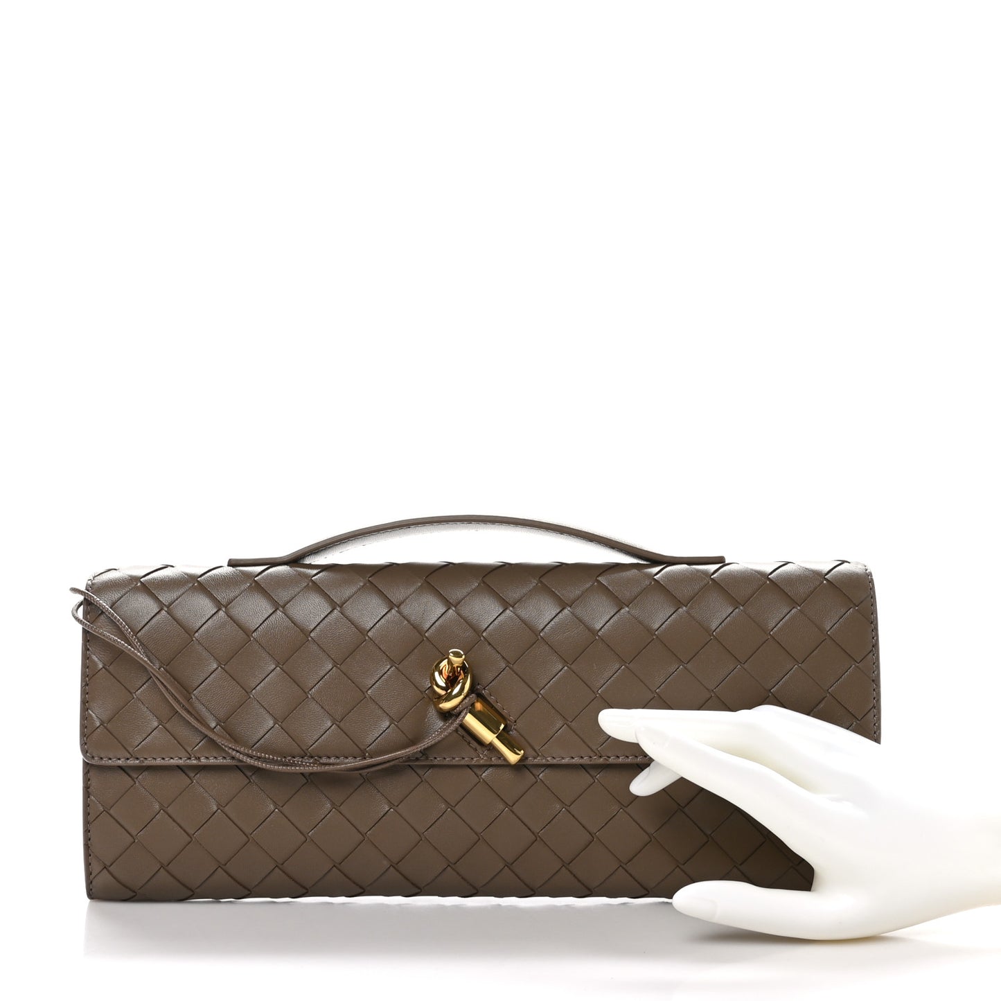 Nappa Intrecciato Long Andiamo Top Handle Clutch Pinecone