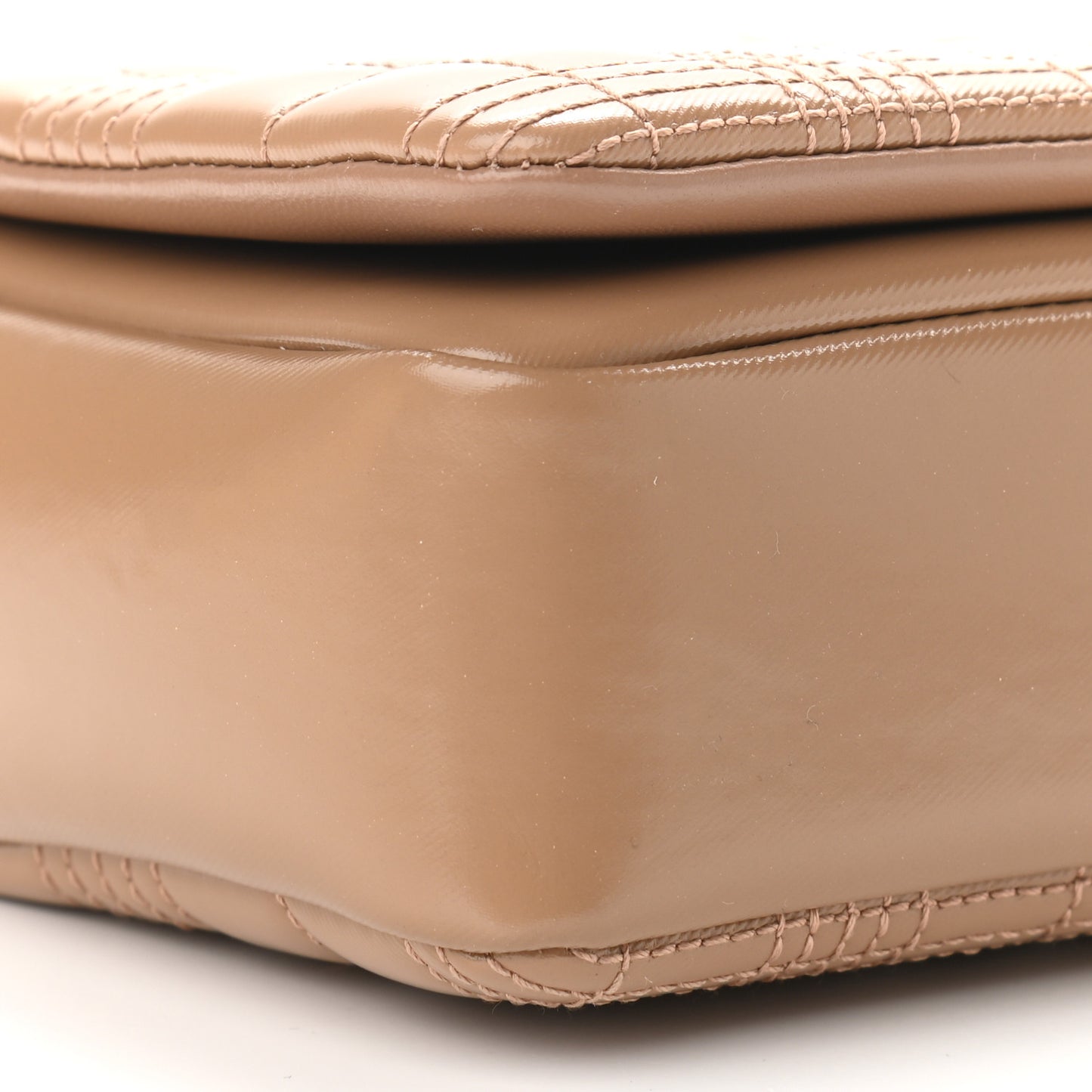 Patent Quilted Horseferry Print Small Lola Bag Tan