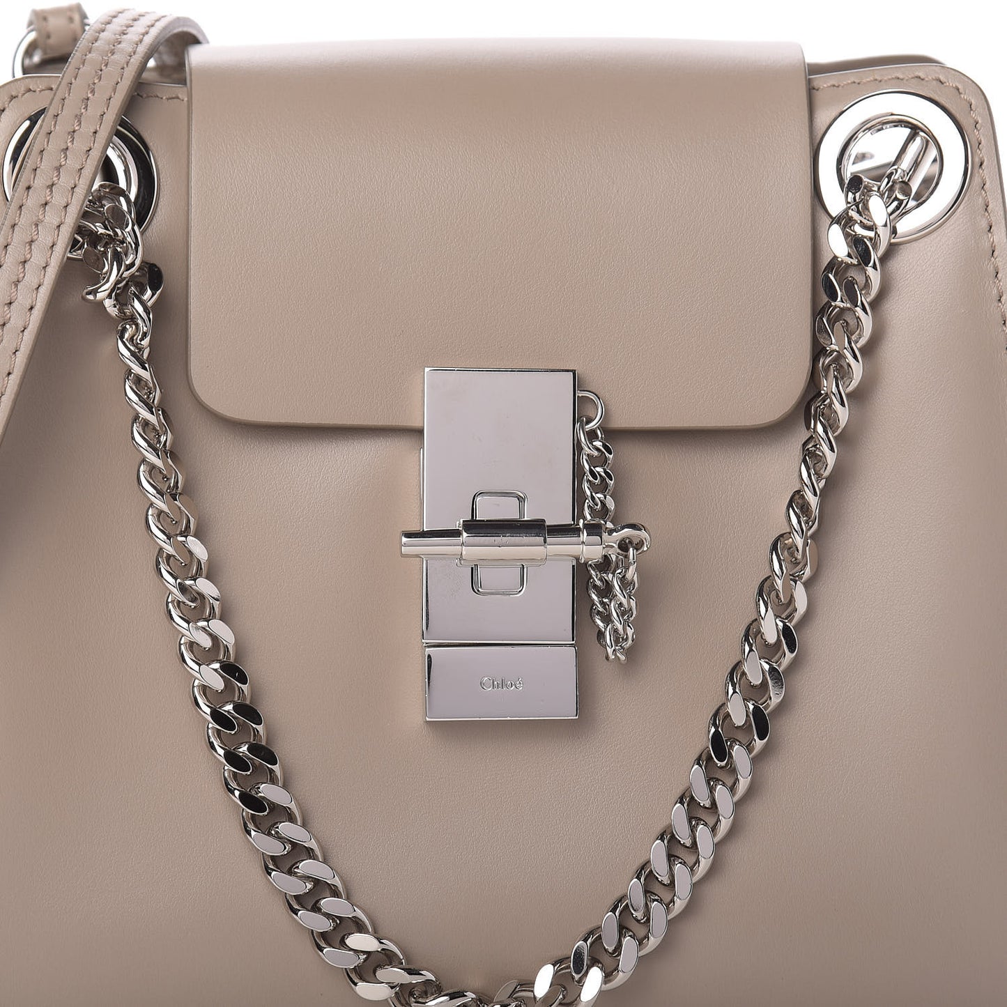 Shiny Calfskin Mini Annie Shoulder Bag Motty Grey