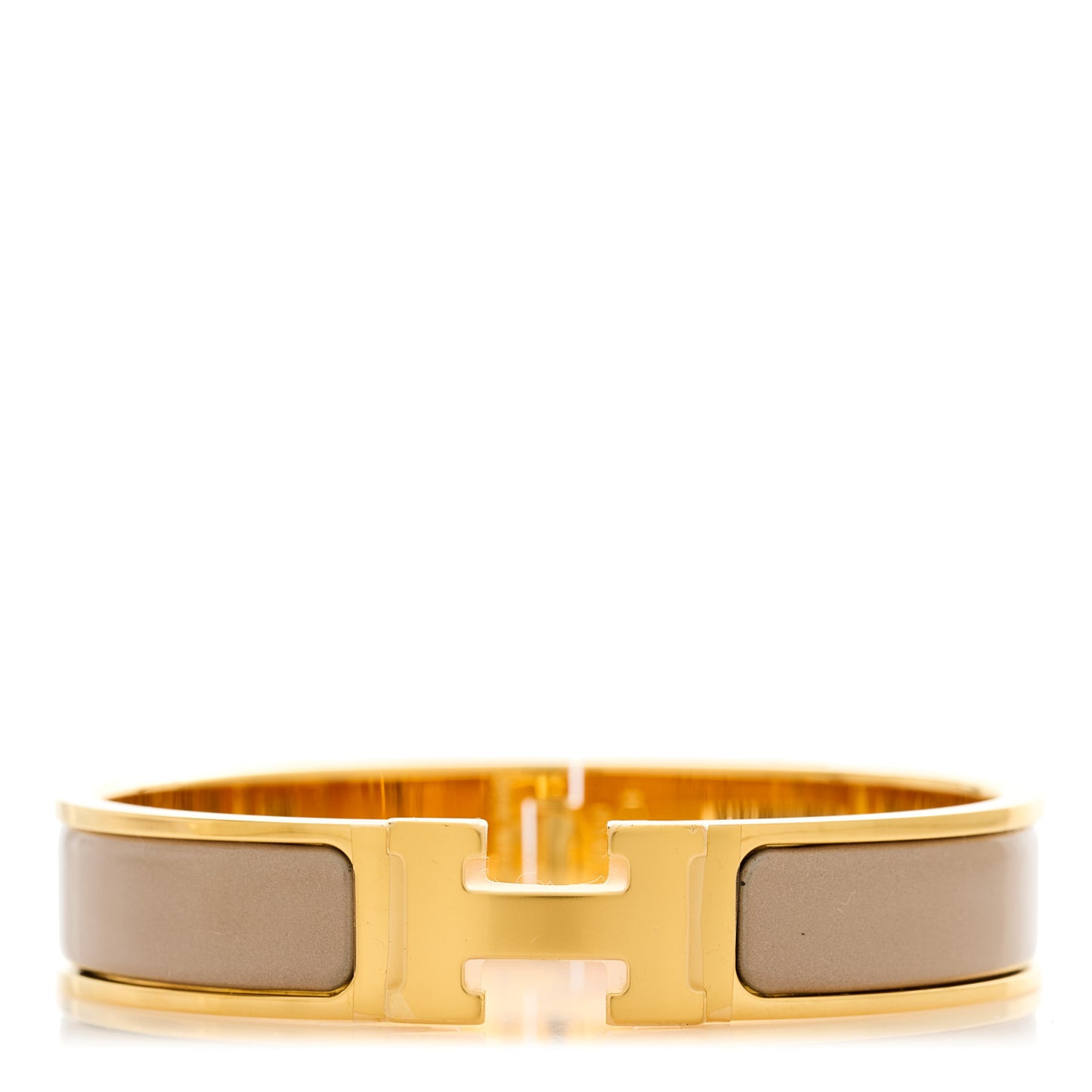 Enamel Narrow Clic Clac H Bracelet PM Marron Glace