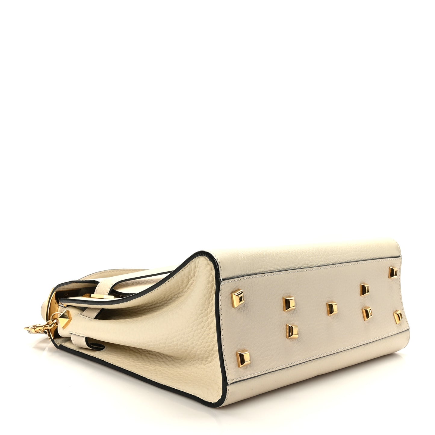 Grained Calfskin Medium My Rockstud Frame Bag Light Ivory