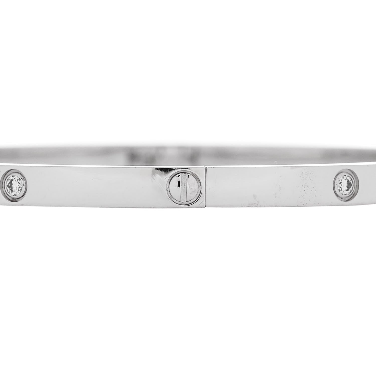 Cartier 18K White Gold 6 Diamond Small LOVE Bracelet 18 4 of 7