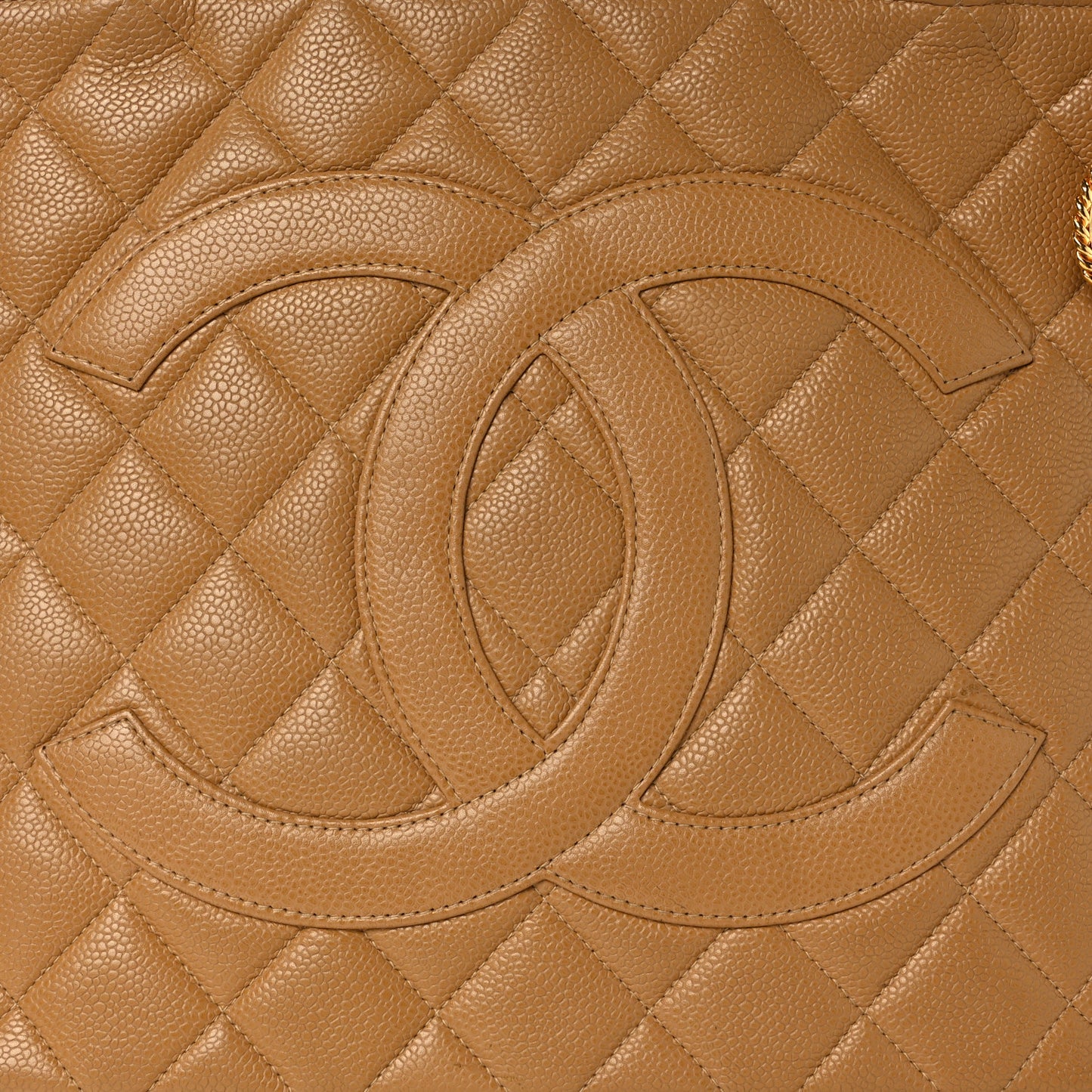 Caviar Quilted Medallion Tote Beige