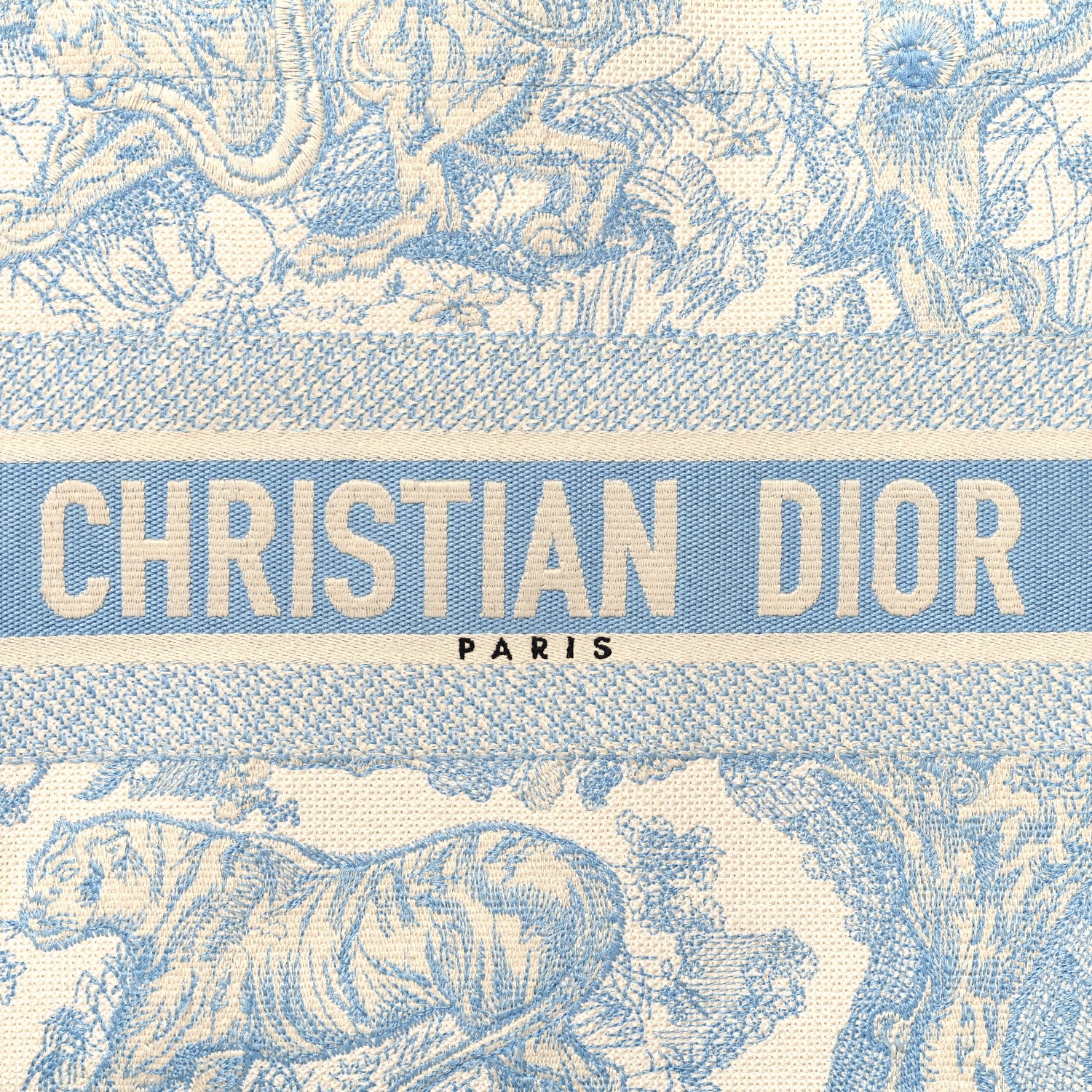 Christian Dior Canvas Embroidered Medium Dioriviera Toile De Jouy Book Tote Light Blue 8 of 14