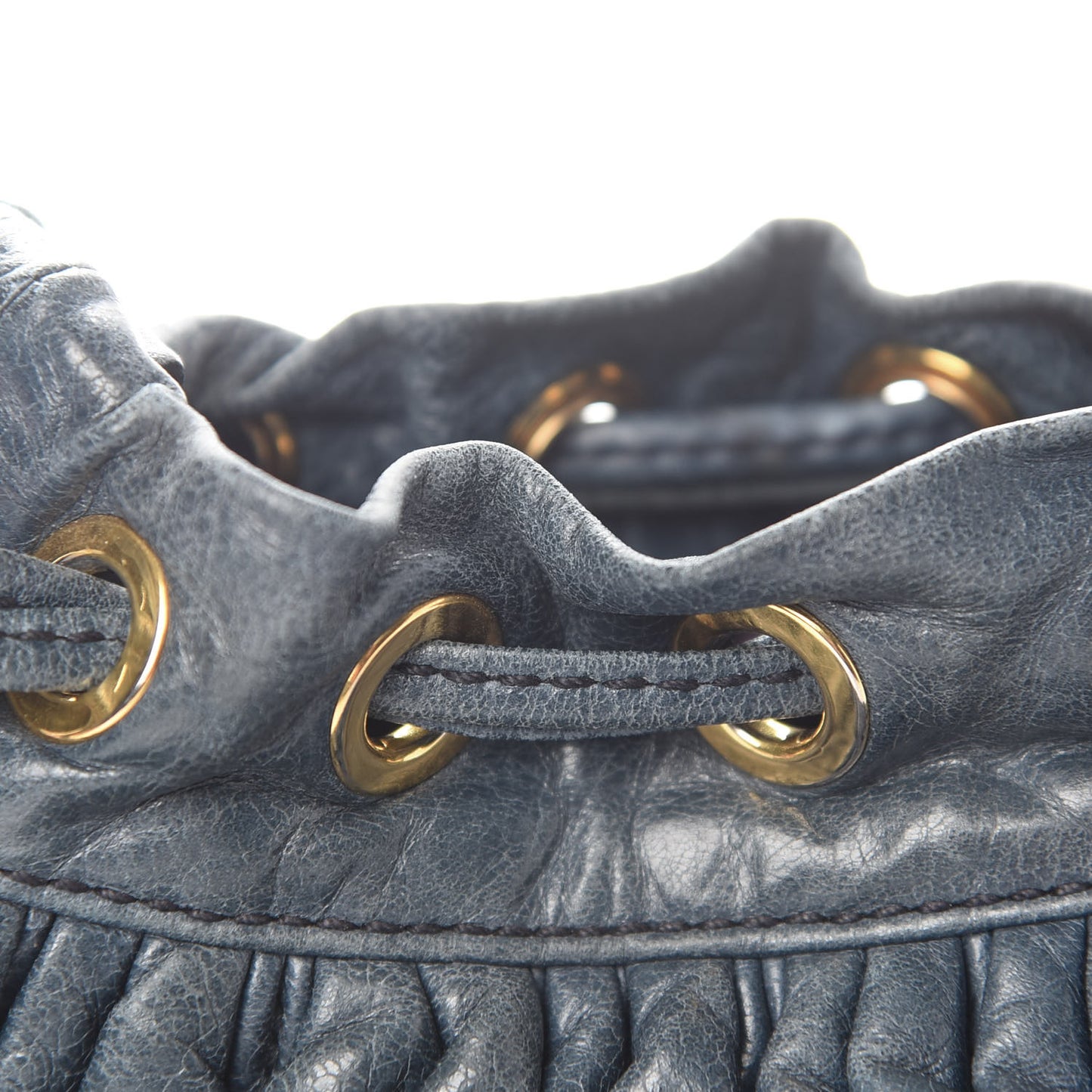 Nappa Matelasse Small Bucket Bag Denim