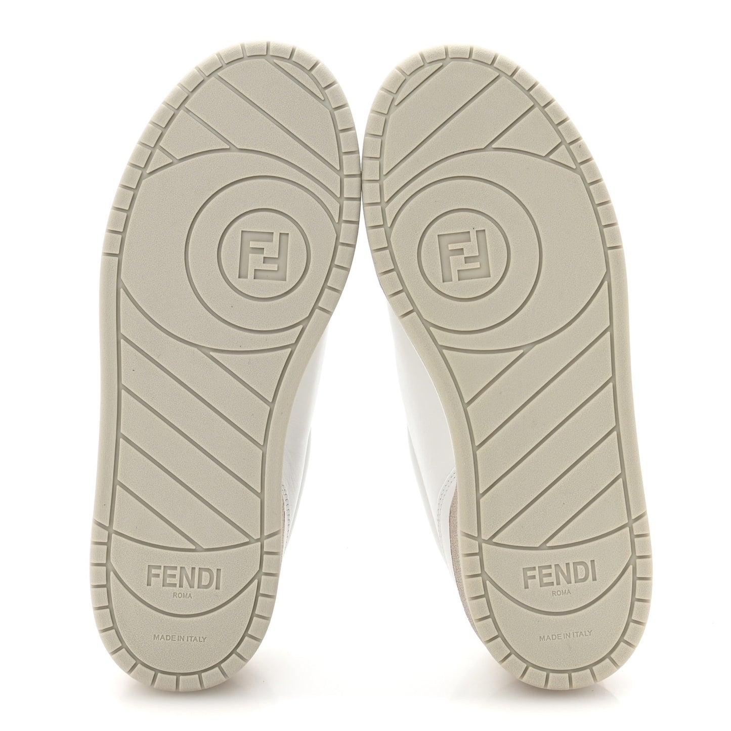 Calfskin Womens Fendi Match Low Top Sneakers 36.5 White Beige