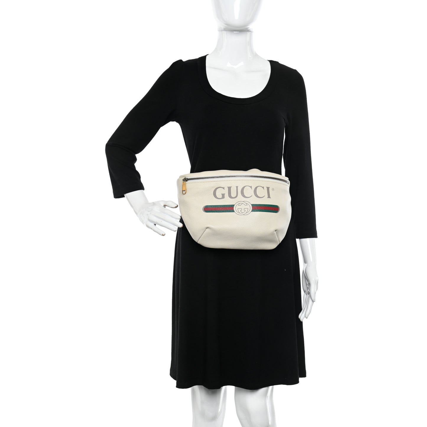 Grained Calfskin Logo Belt Bag White