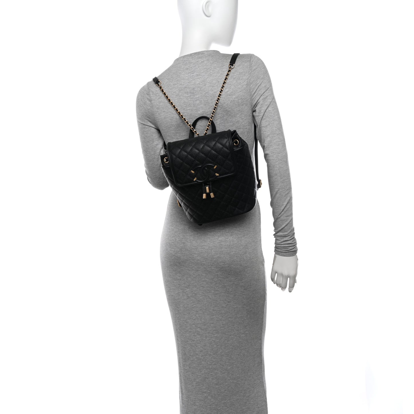 Caviar Quilted Filigree Backpack Black