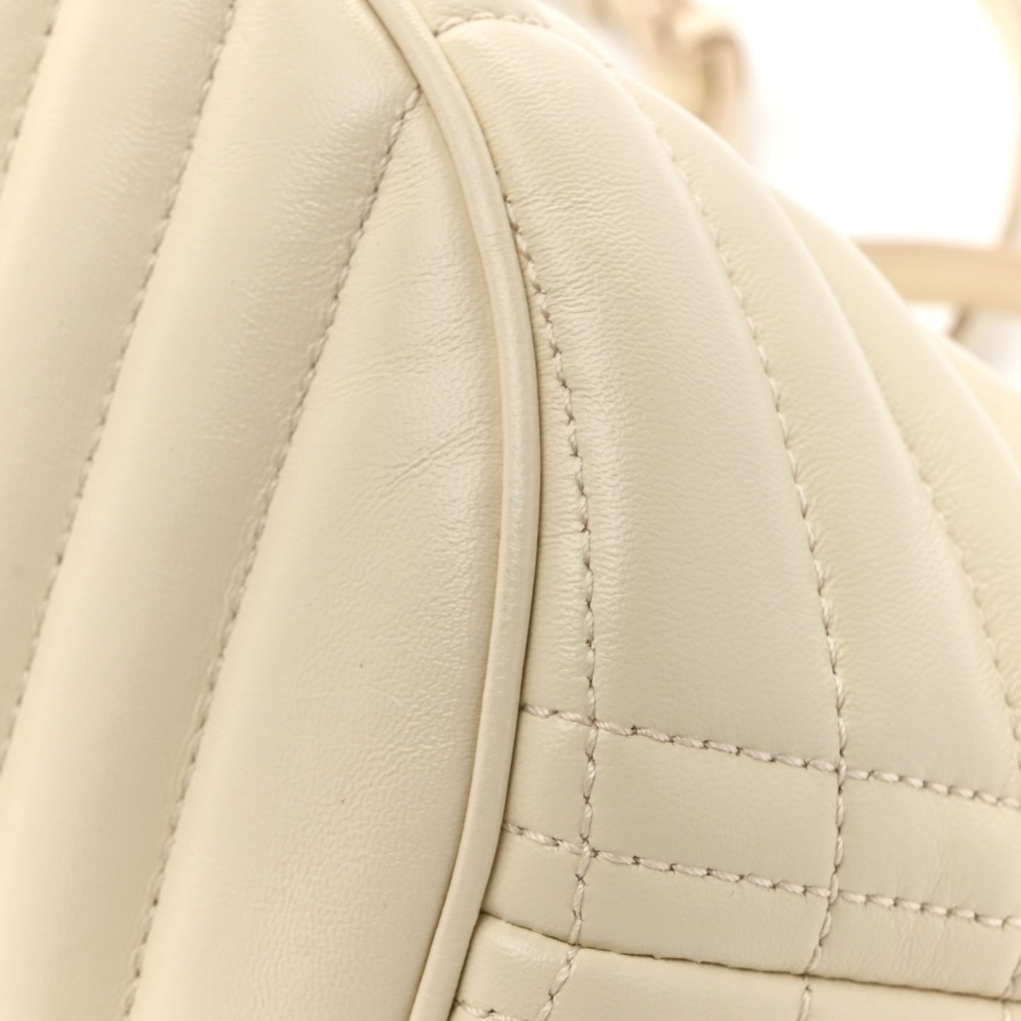 Lambskin Quilted Small Crescent Lola Bag Pale Vanilla
