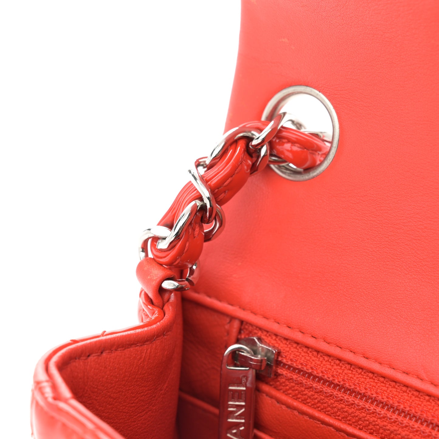 Patent Quilted Mini Square Flap Red