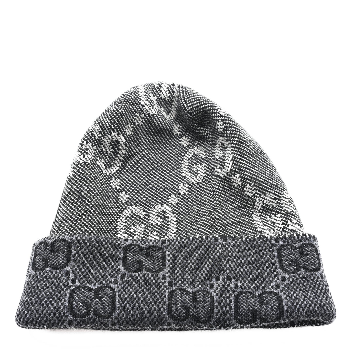 Wool Monogram Doubly G Beanie Hat L  Black Dark Grey