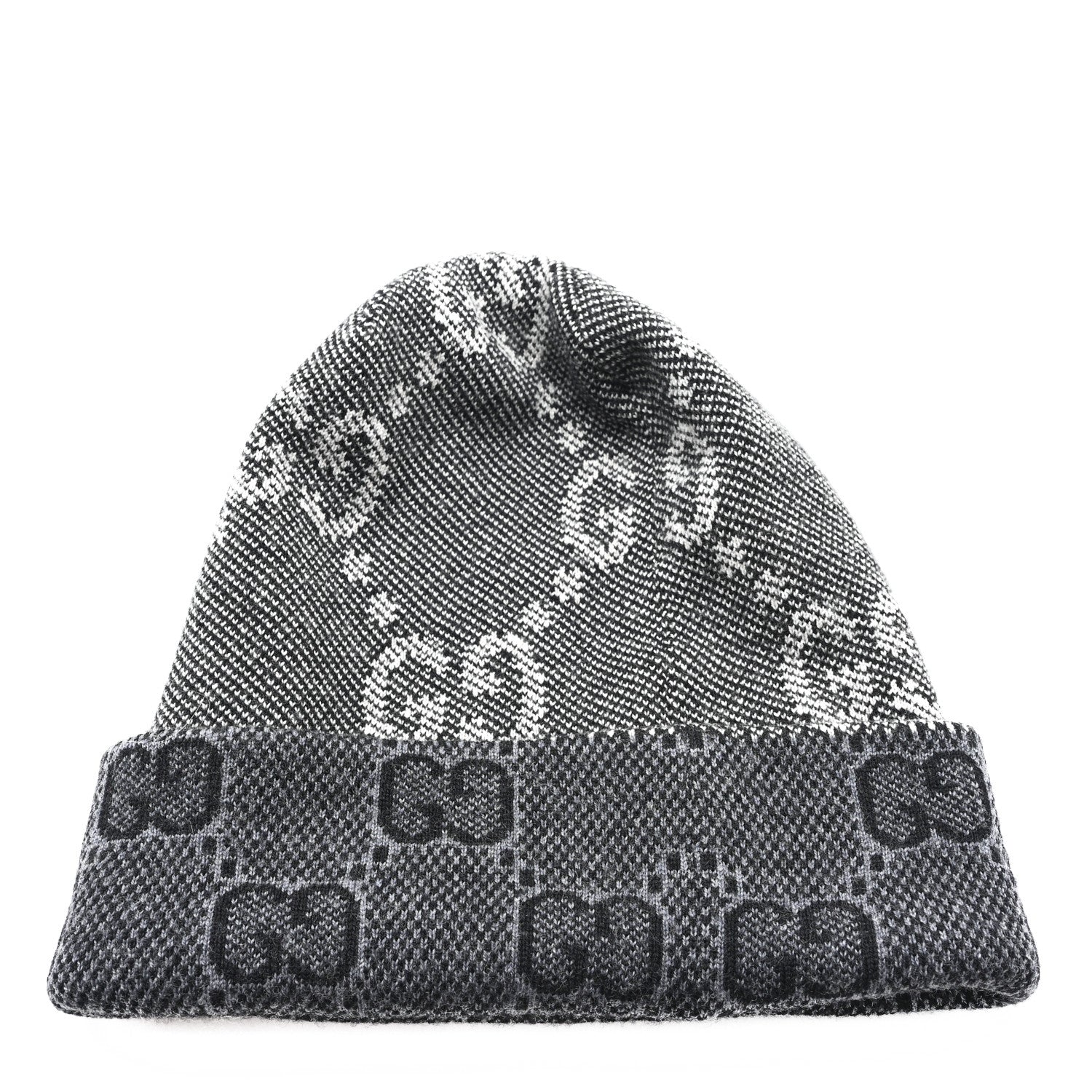 Gucci Wool Monogram Doubly G Beanie Hat L  Black Dark Grey 3 of 6