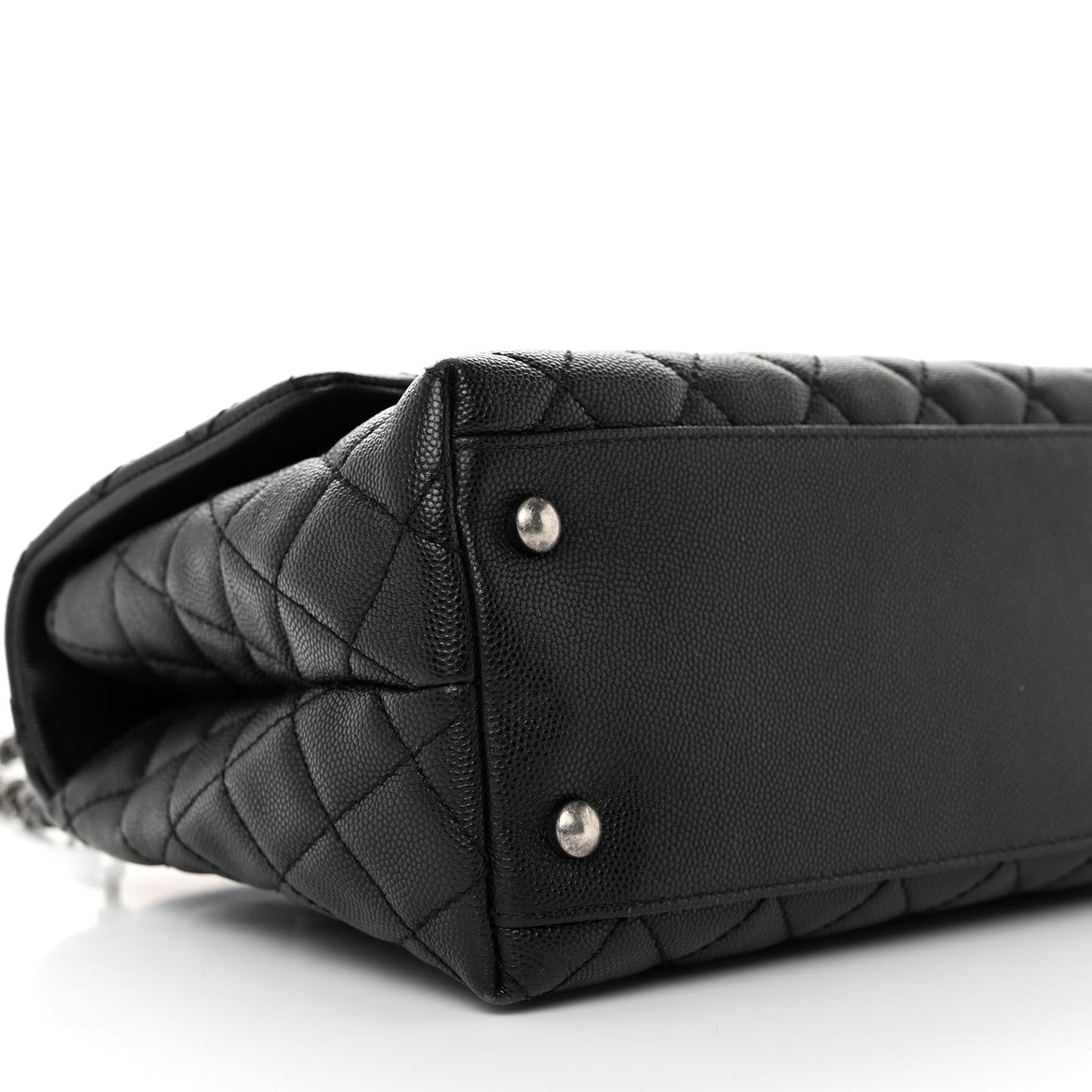 Caviar Lizard Quilted Small Coco Handle Flap Black