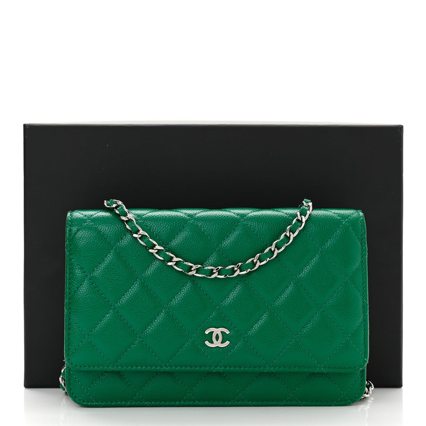 Caviar Quilted Wallet On Chain WOC Green