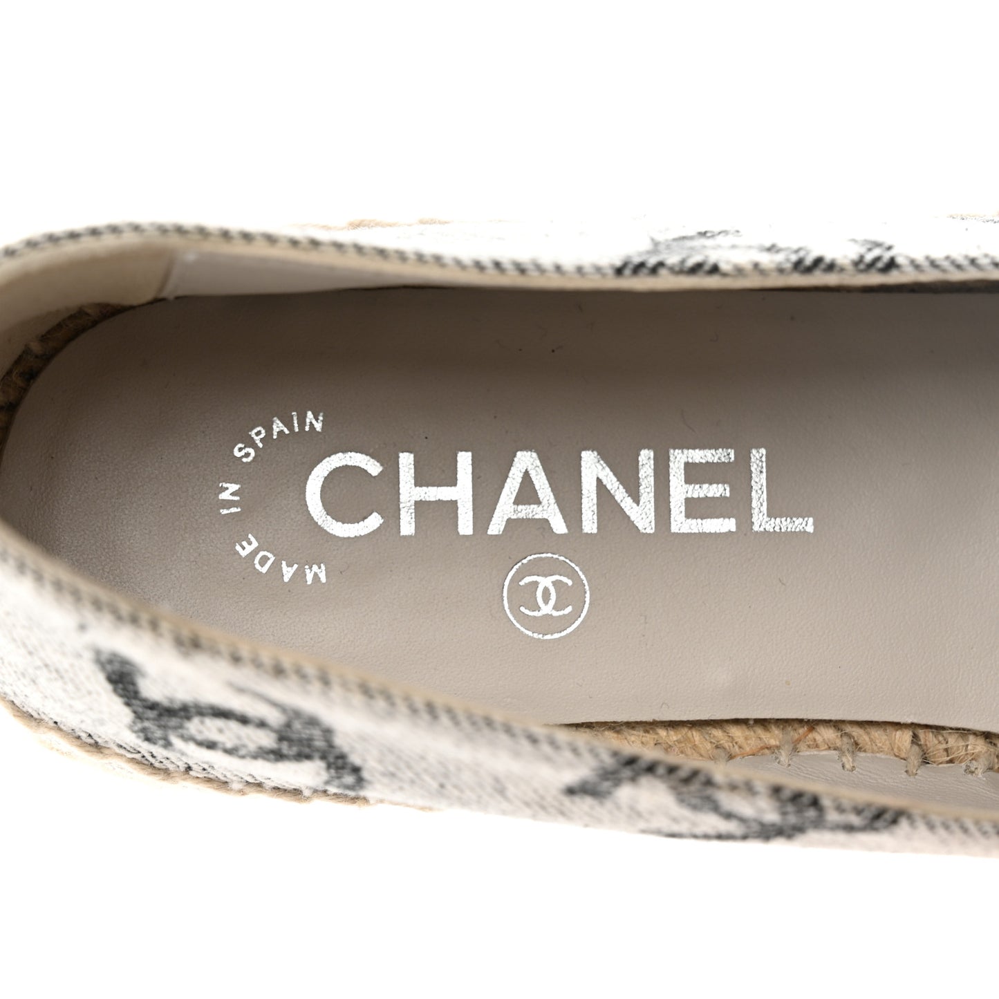 Cotton Jacquard Grosgrain CC Print Espadrilles 38 Grey Black