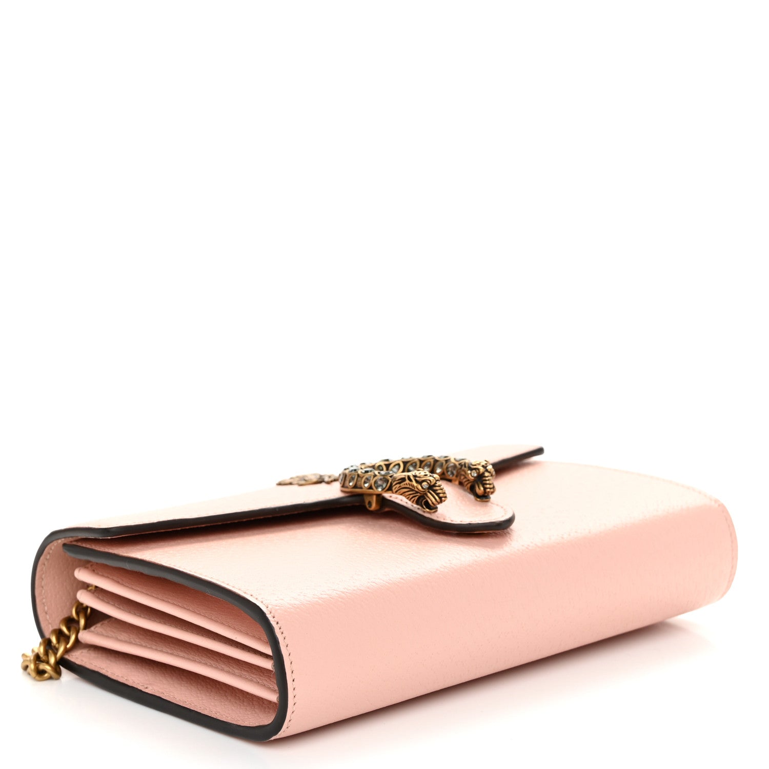 Gucci Dollar Calfskin Crystal Garden Dionysus Chain Wallet Pink 4 of 11