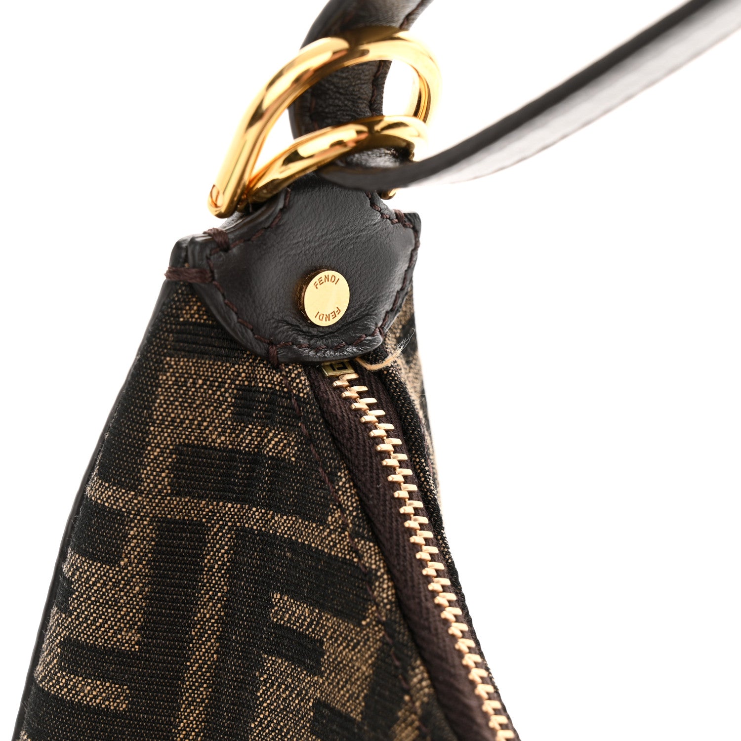 Fendi Fabric Jacquard Vitello Grace FF 1974 Small Fendigraphy Hobo Bag Tobacco Moro Ebano 11 of 12