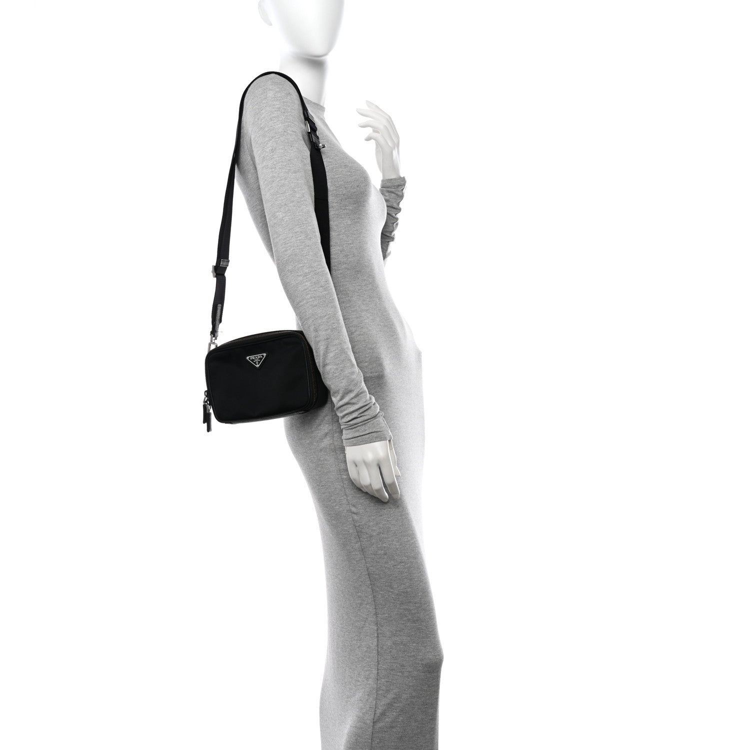 Prada Re-Nylon Saffiano Travel Brique Crossbody Bag Black 2 of 10