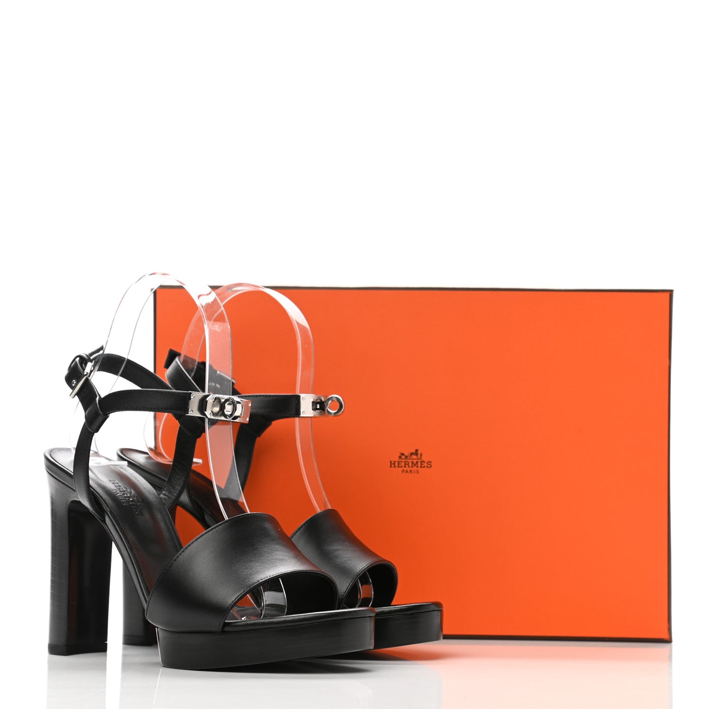 Calfskin Elancee 90 Sandals 36.5 Black